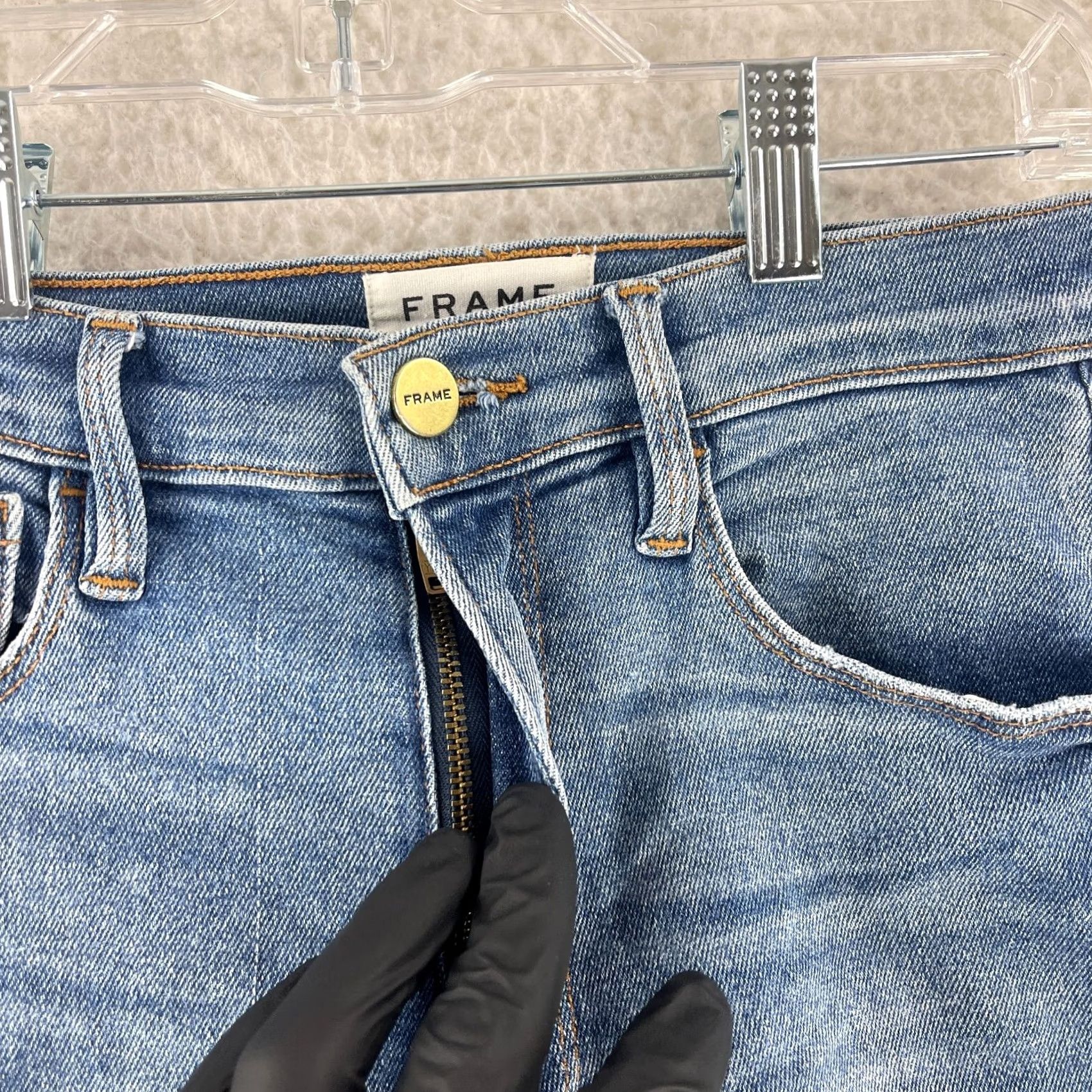 Frame Frame Jeans Womens Size 27 Blue Denim Ali High Rise Cigarette Distressed 5-Pocket Regular Size 27" / US 4 / IT 40 - 6 Thumbnail