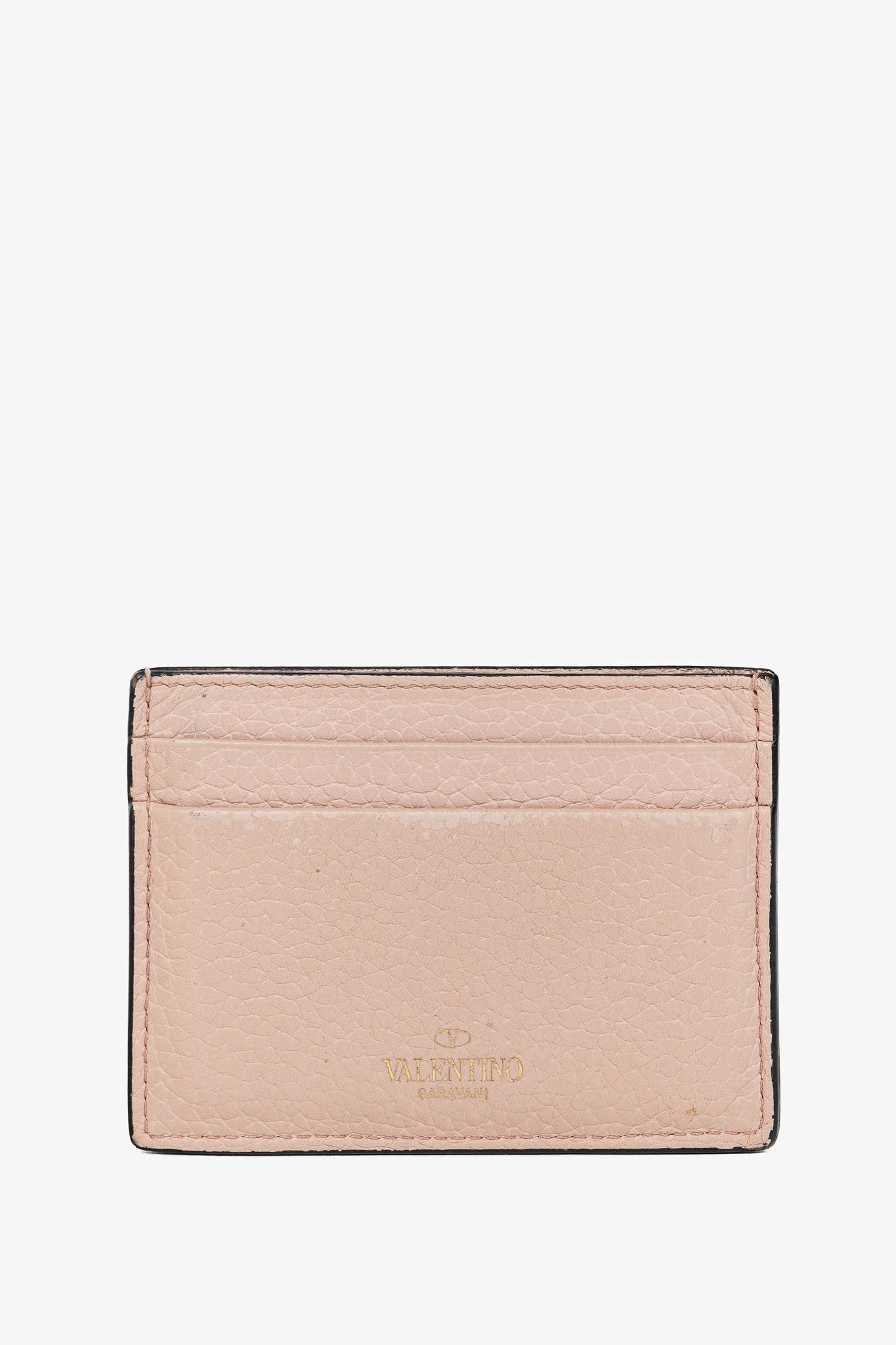 Valentino Valentino Garavani Peach Rockstud Leather Card Holder Size ONE SIZE - 4 Thumbnail