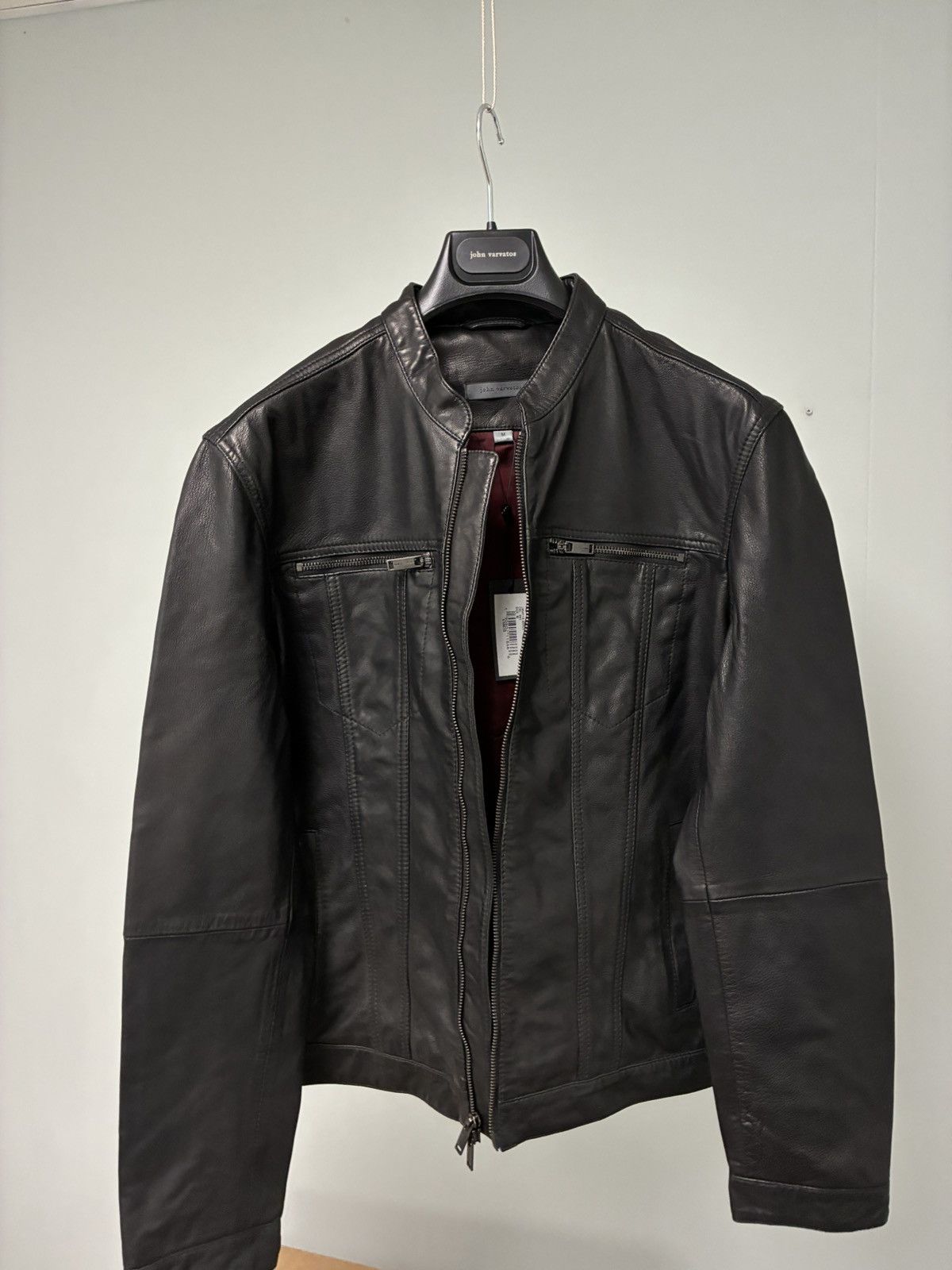 Brando band collar leather jacket. Small