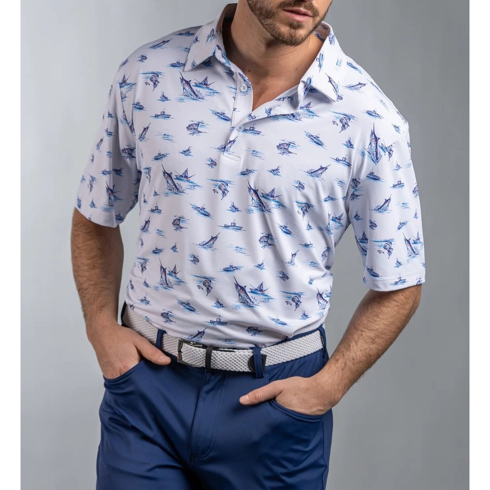 Other Scales Gear Biting Polo Shirt XL NWT Offshore Golf MSRP $80 Size US XL / EU 56 / 4 - 2 Thumbnail