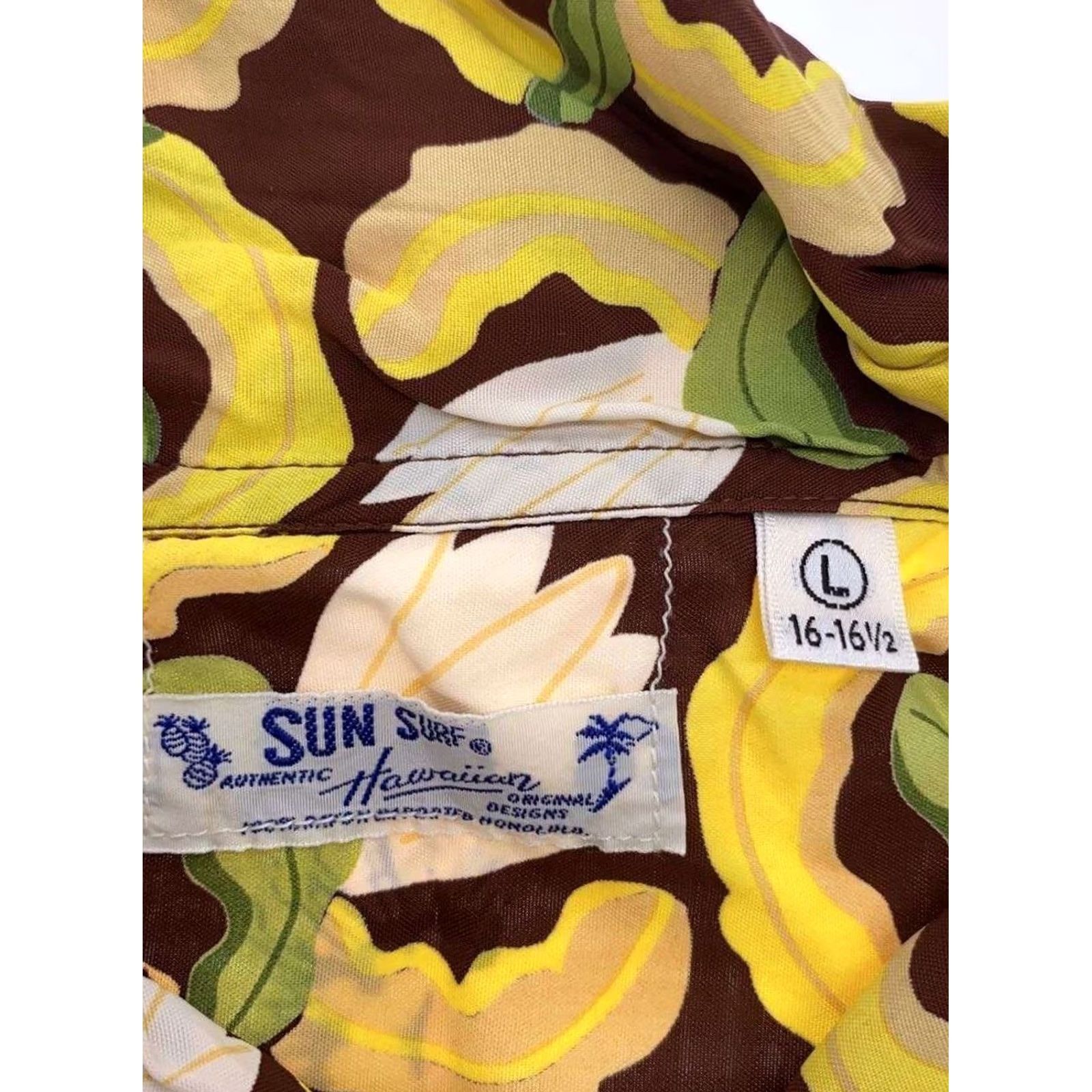 Sun Surf SUN SURF Men's Aloha Shirt L Rayon Brown Floral Print Flowers Leaves Button-Up Short Sleeve Casual Shirt Size US L / EU 52-54 / 3 - 4 Thumbnail