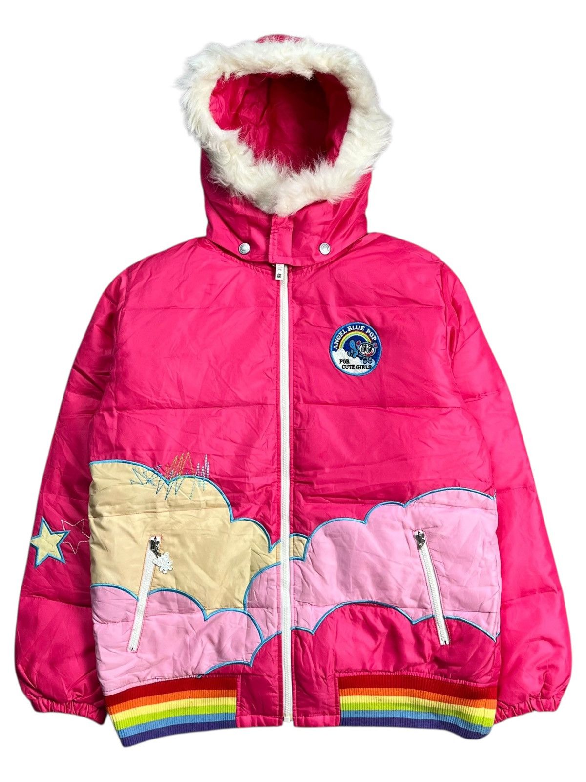 Hysteric Glamour 2000s Angel Blue - Fur Hoodie Patchwork Jacket Size US M / EU 48-50 / 2 - 3 Thumbnail