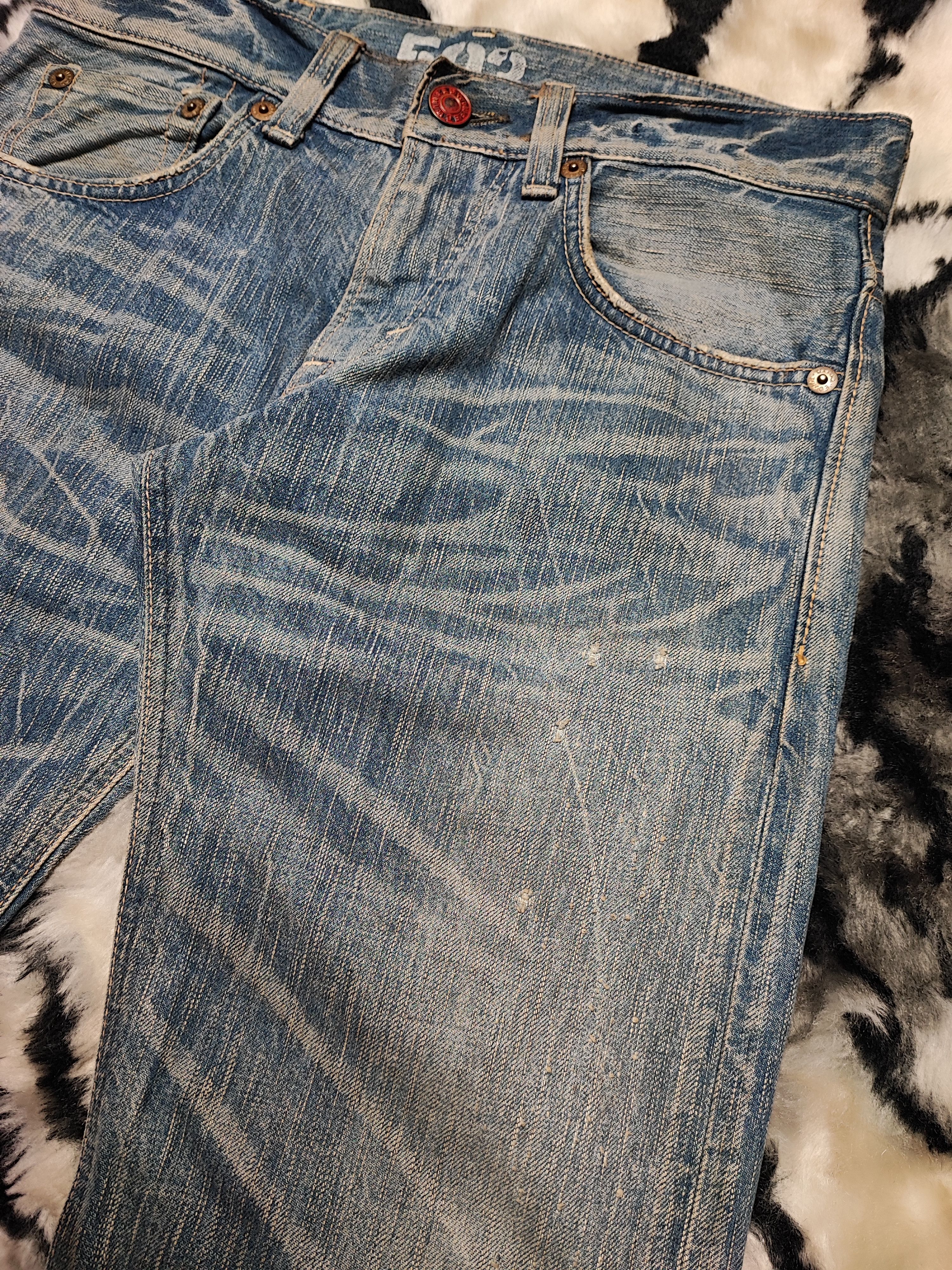 Edwin Edwin 503 Blue Trip Japan Distressed Jeans Size US 31 - 11 Thumbnail