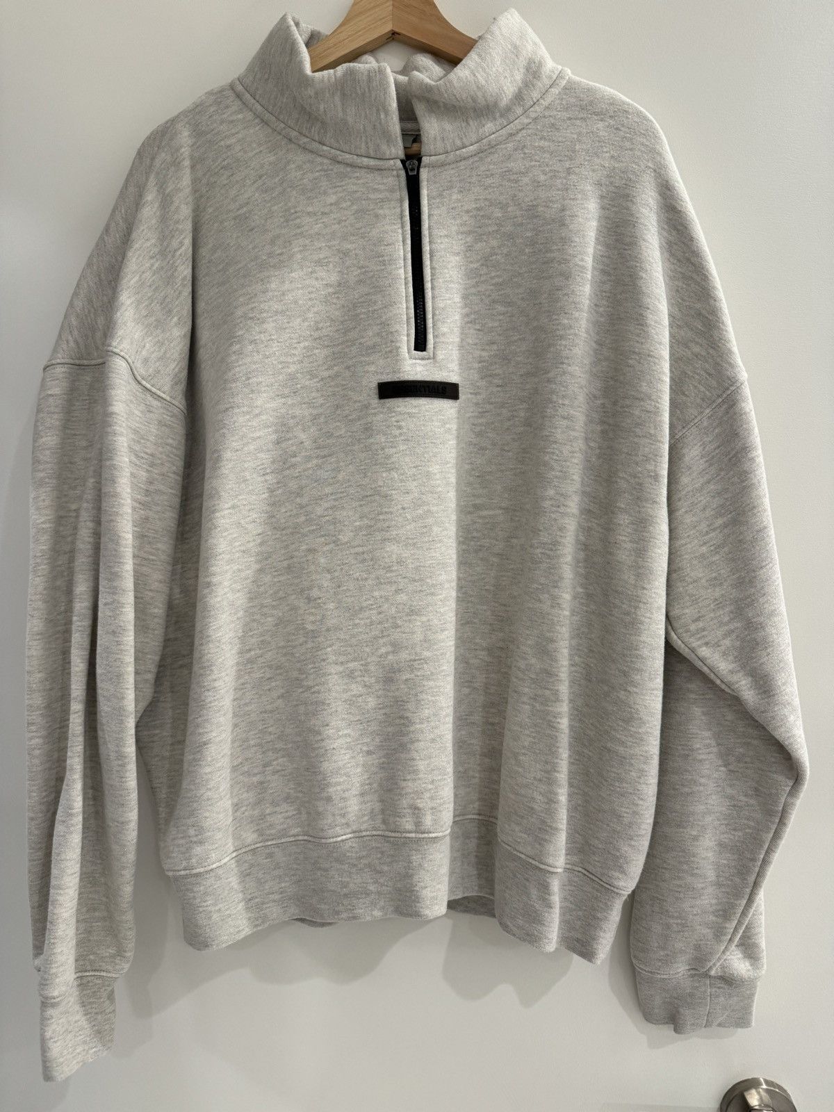image of Essentials Grey Half-Zip Sweater, Men's (Size Medium)