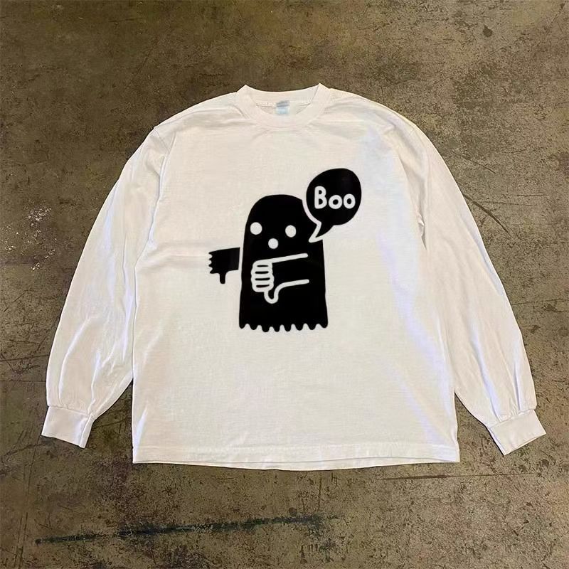 Japanese Brand White washed vintage ghost print long-sleeved t-shirt Size US M / EU 48-50 / 2 - 1 Thumbnail