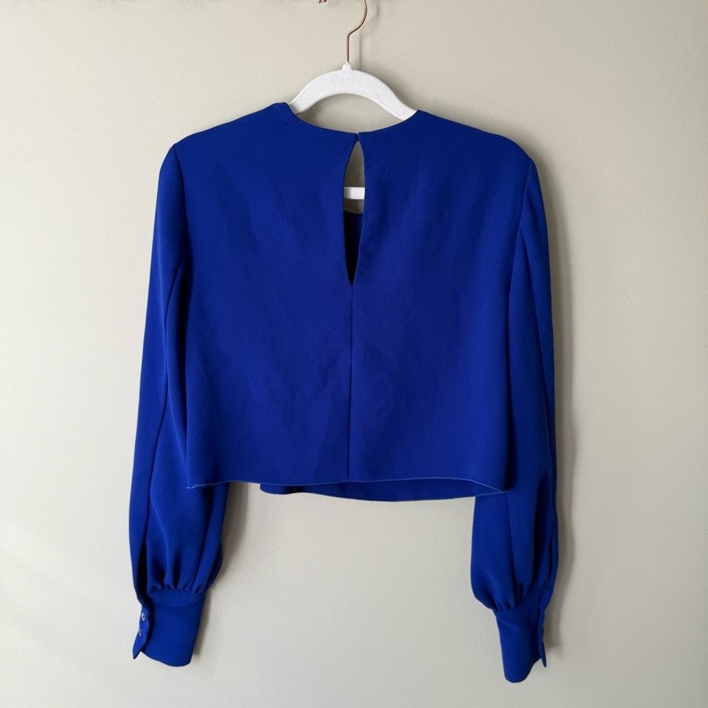 Aritzia Babaton Blue Buttoned Crop Blouse Size XS / US 0-2 / IT 36-38 - 3 Thumbnail