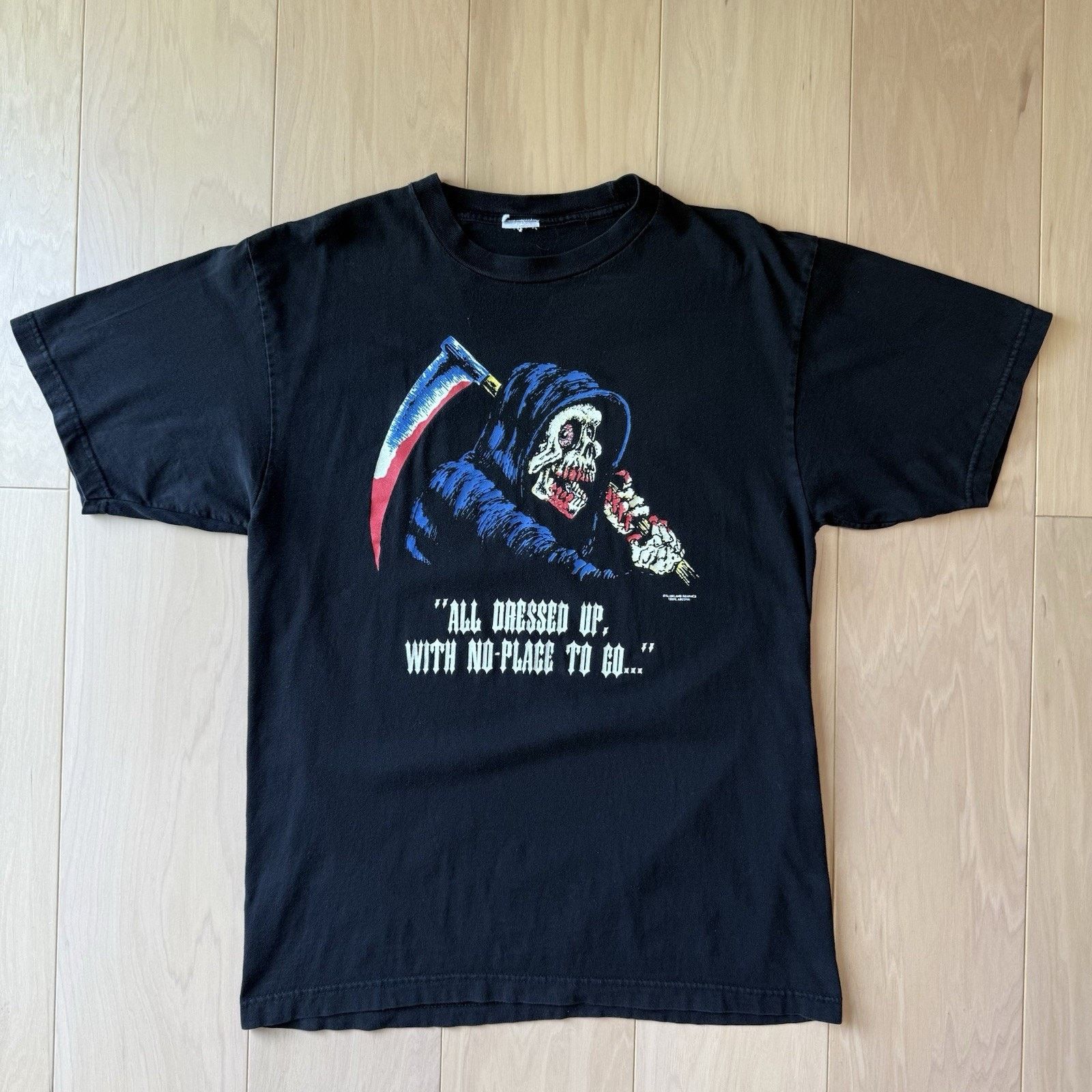 Vintage Vintage Grim Reaper Shirt Large Black 90s Streetwear Horror Size US L / EU 52-54 / 3 - 2 Thumbnail