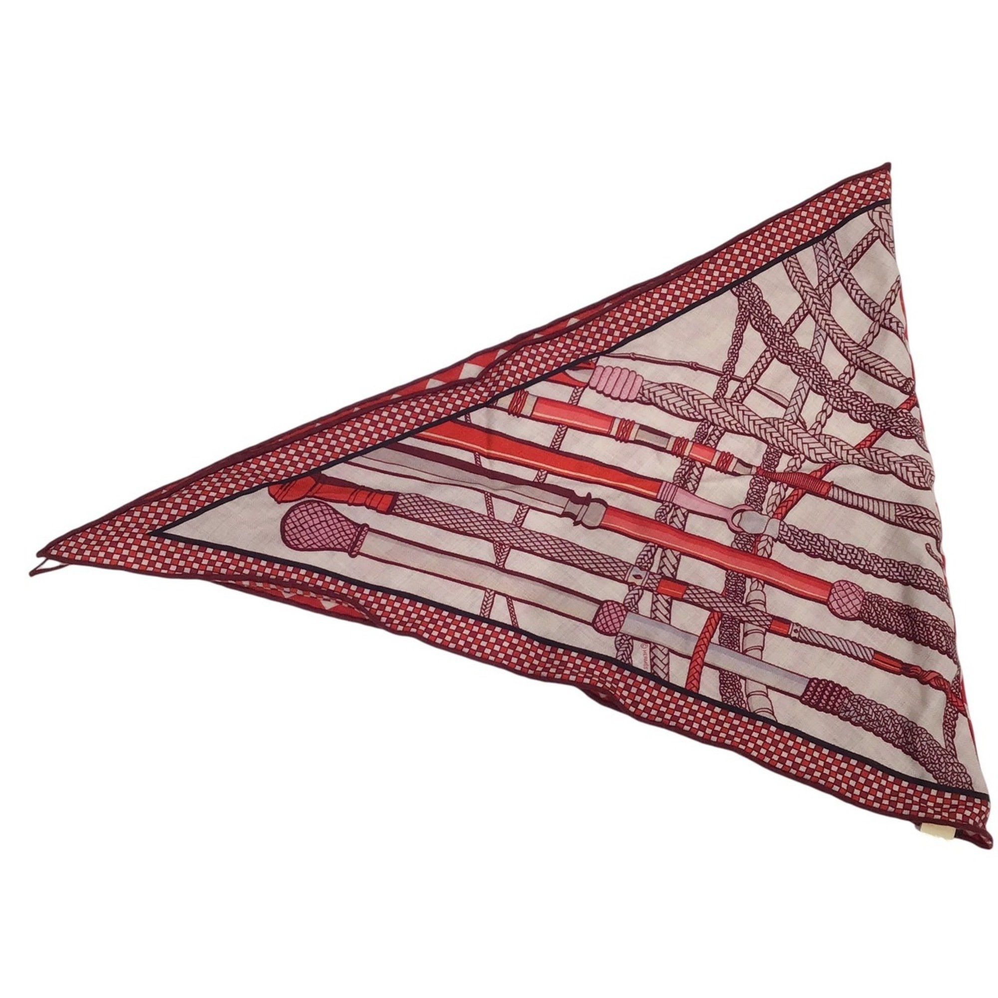 image of Hermes Triangle Scarf Losange Cachemire Cashmere Silk Diamond Shaped Muffler Collar Neck Wrap Fashi