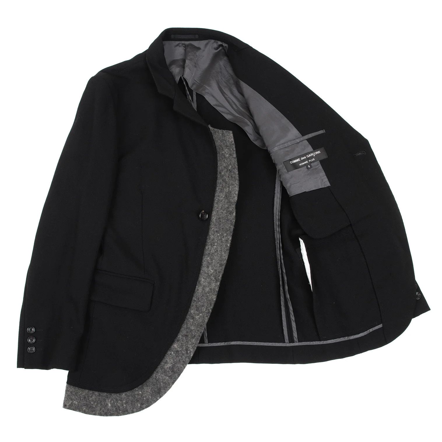 Comme des Garcons Homme Plus Felt Wool Paste Design 1B Jacket in Black Gray Size S Size US S / EU 44-46 / 1 - 13 Thumbnail