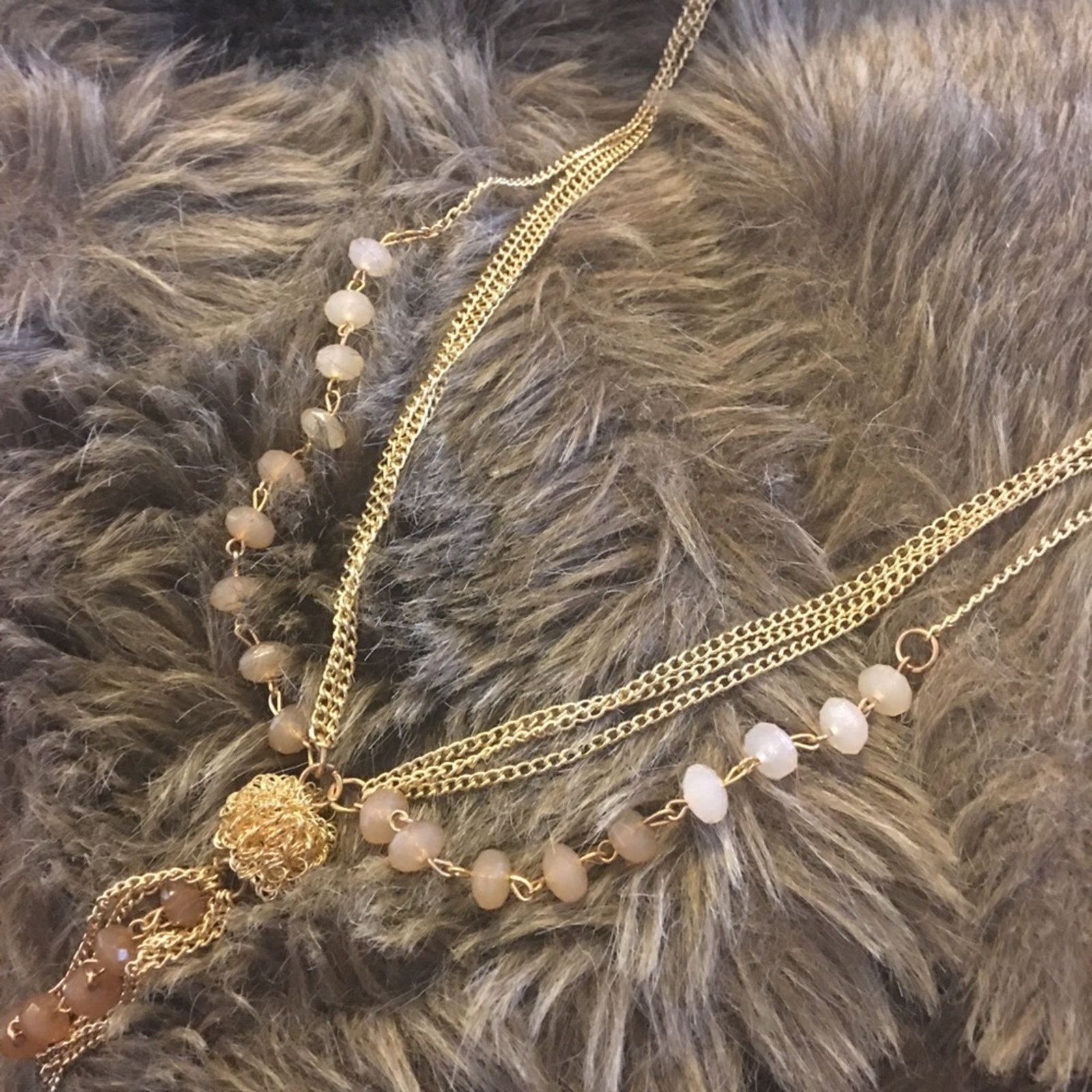 Jewelry Multi strand gold chain with faceted bead necklace Size ONE SIZE - 7 Thumbnail