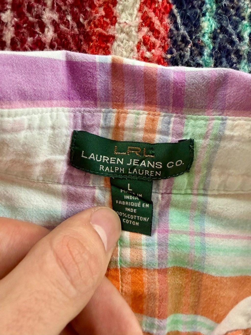 Lauren Ralph Lauren Lauren Jeans Co. Plaid Button Down Shirt L White Orange Size L / US 10 / IT 46 - 5 Thumbnail