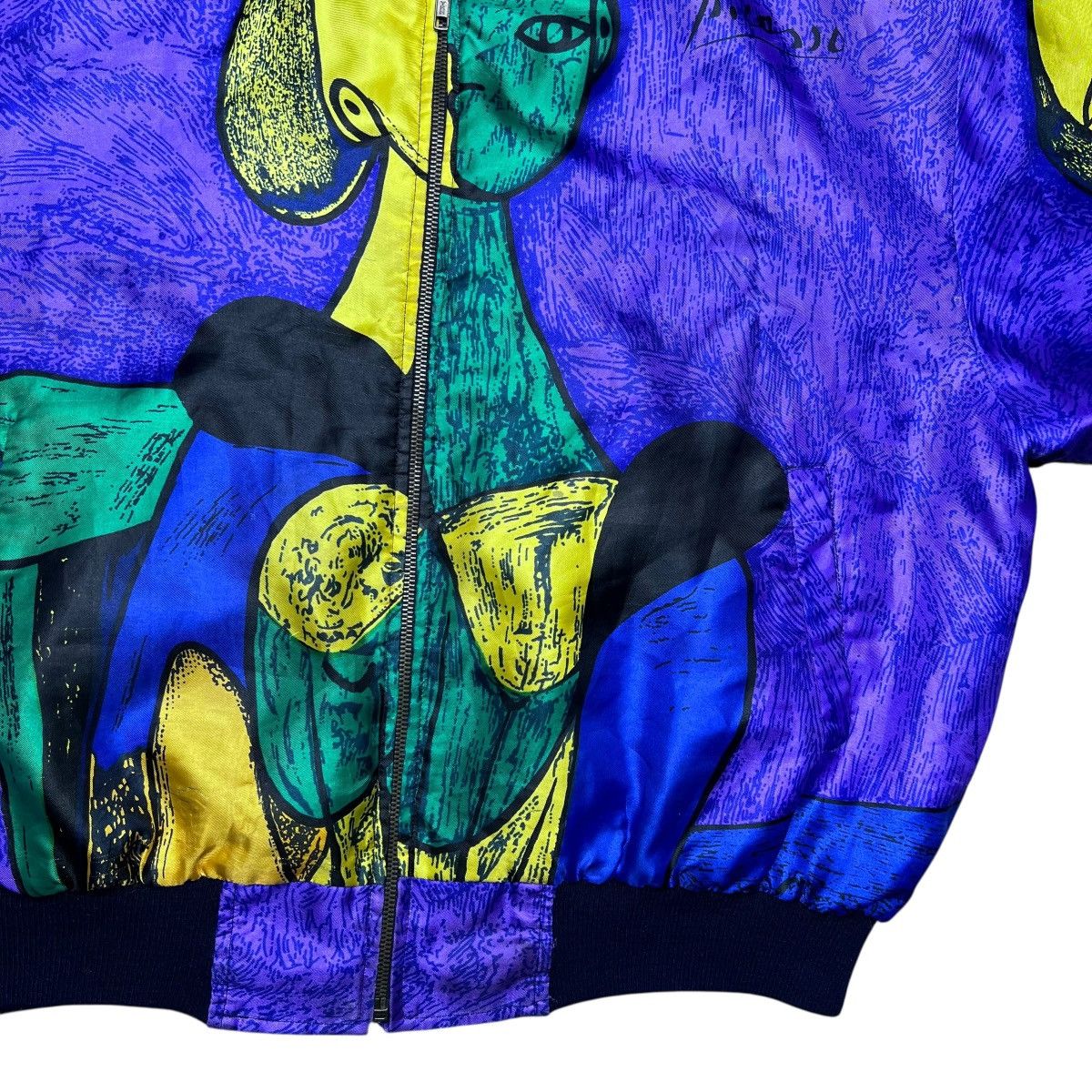Other 1980s Picasso Abstract All Over Print Art Silk Satin Jacket Size XL / US 12-14 / IT 48-50 - 8 Thumbnail