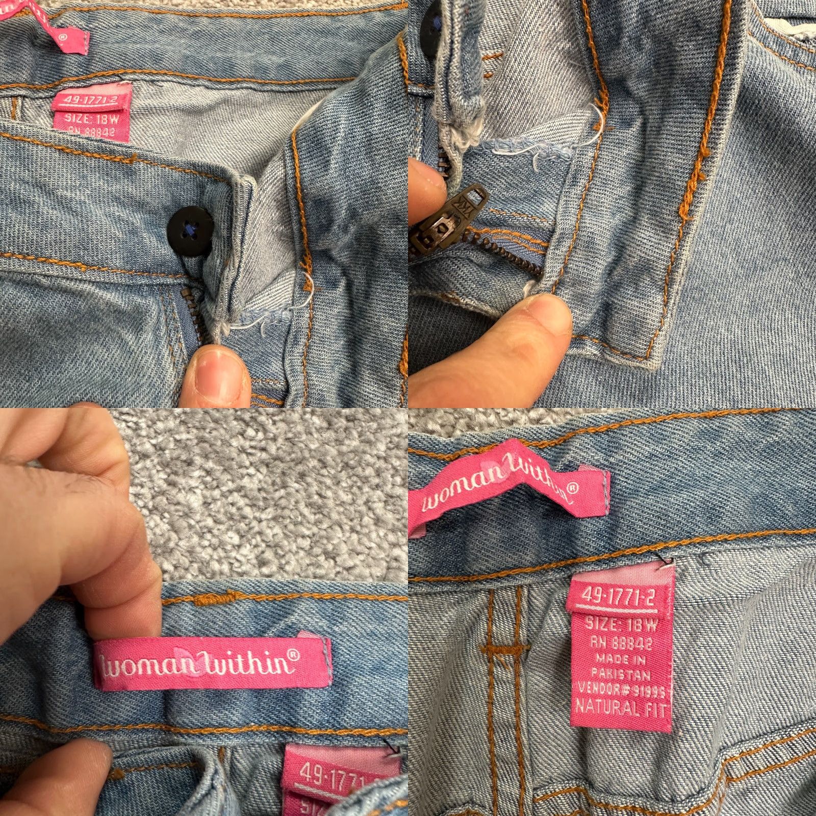 Vintage Woman Within Jeans Womens 18W Blue Denim Cotton Straight Casual Natural NWD Size 40" / US 18 - 8 Thumbnail