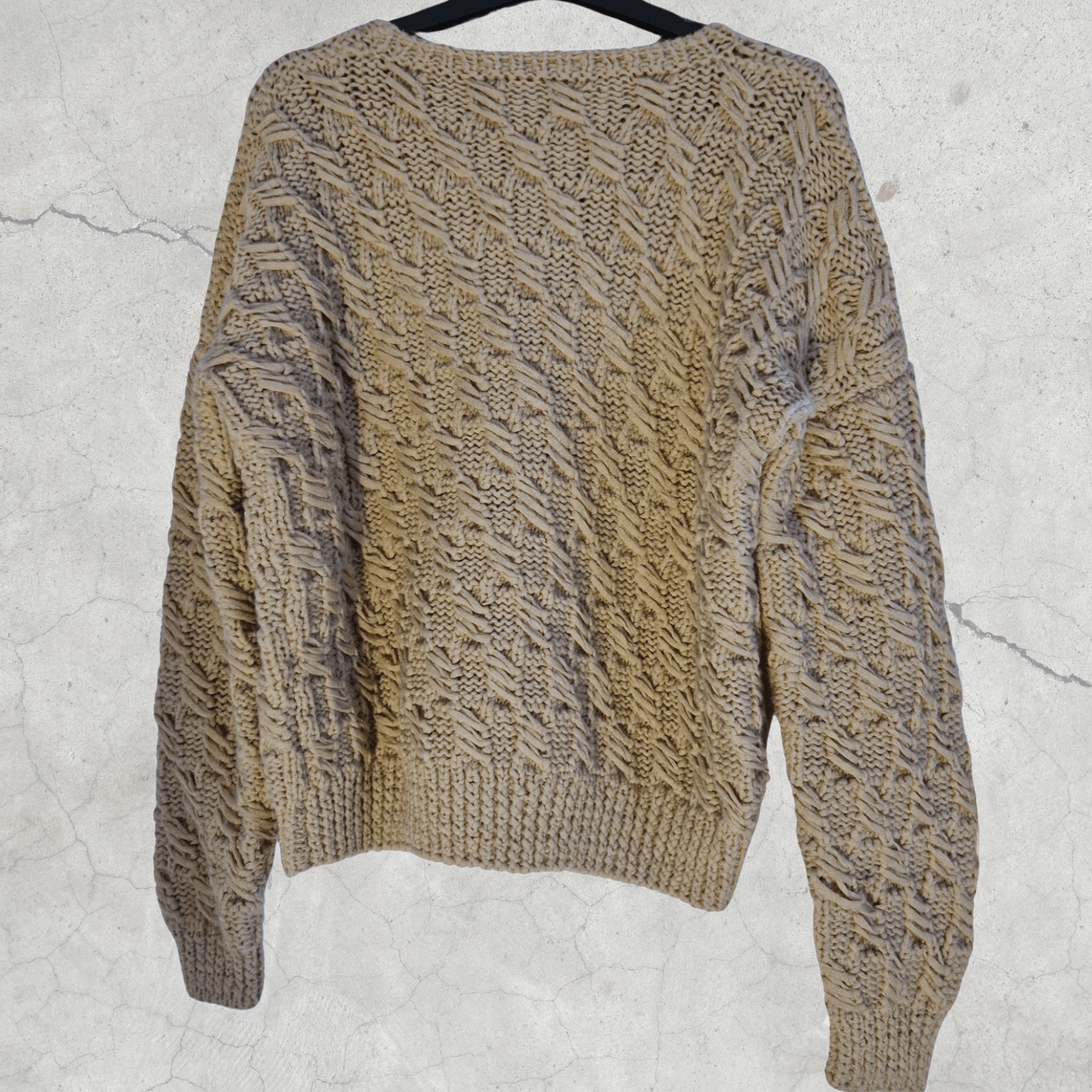 Handmade × Vintage HANDMADE VINTAGE Cable Knit Beige Jumper Chunky Sweater Size M / US 6-8 / IT 42-44 - 6 Thumbnail