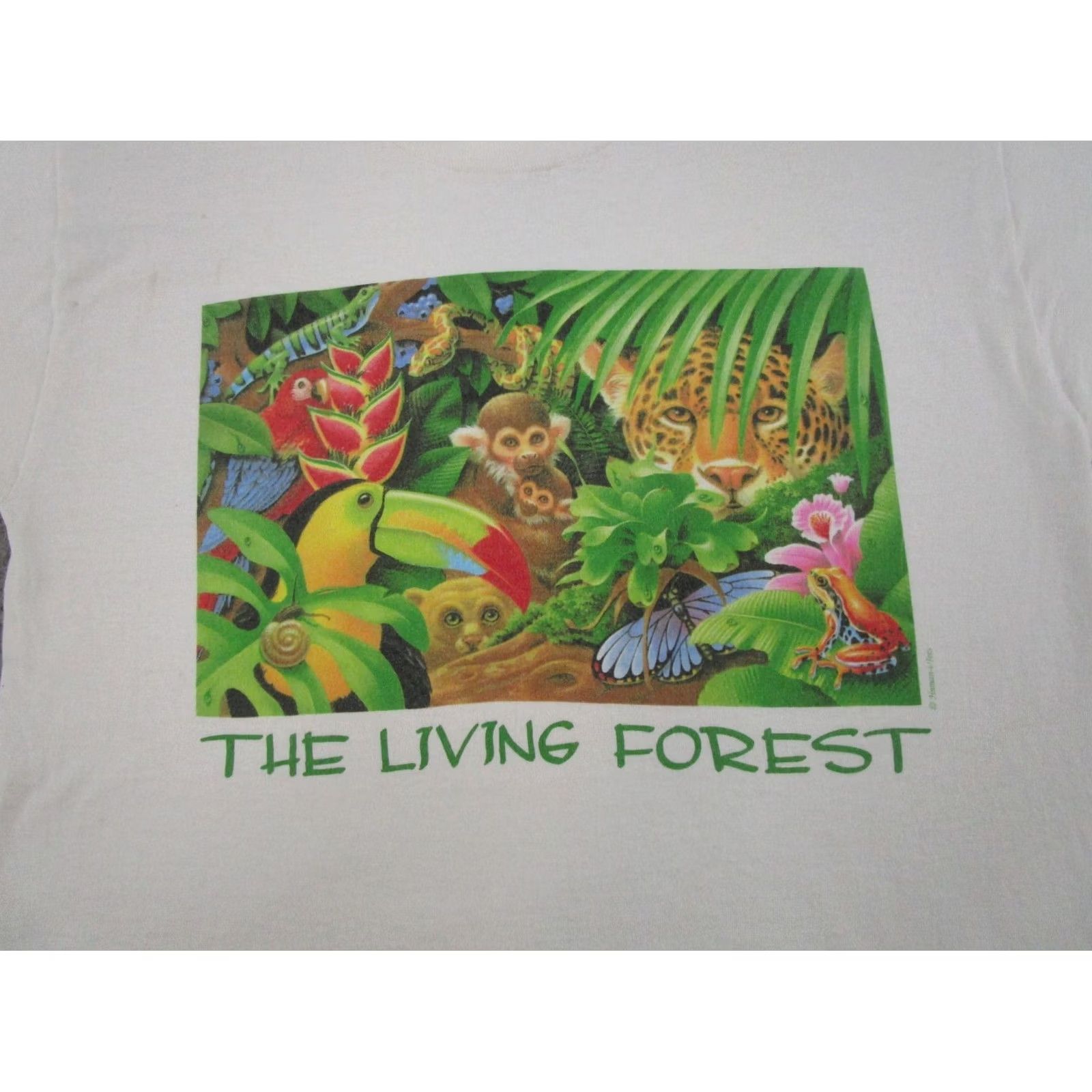 Fruit Of The Loom VINTAGE Fruit of the Loom The Living Forest Single Stitch Jungle Graphic T-shirt Size L 90s Shirt Mens White Cotton 90s Theme Size US L / EU 52-54 / 3 - 2 Thumbnail