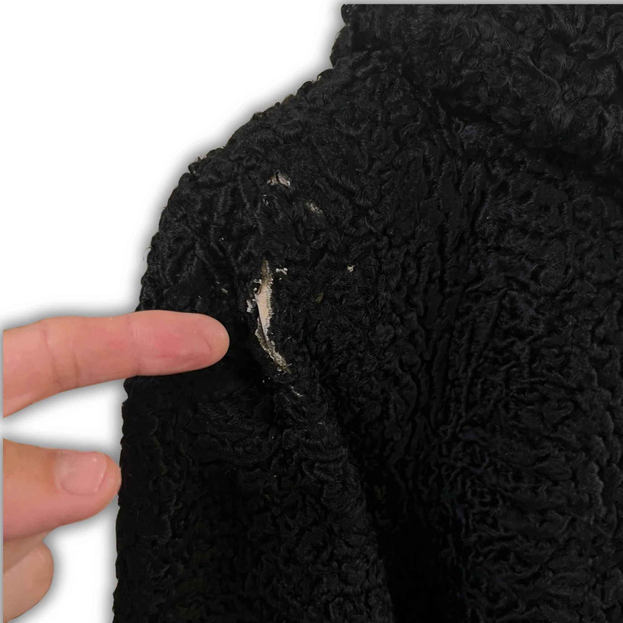 Other Black Curly Faux Fur Coat With Hood & Satin Lining - Womens Size M / US 6-8 / IT 42-44 - 7 Thumbnail