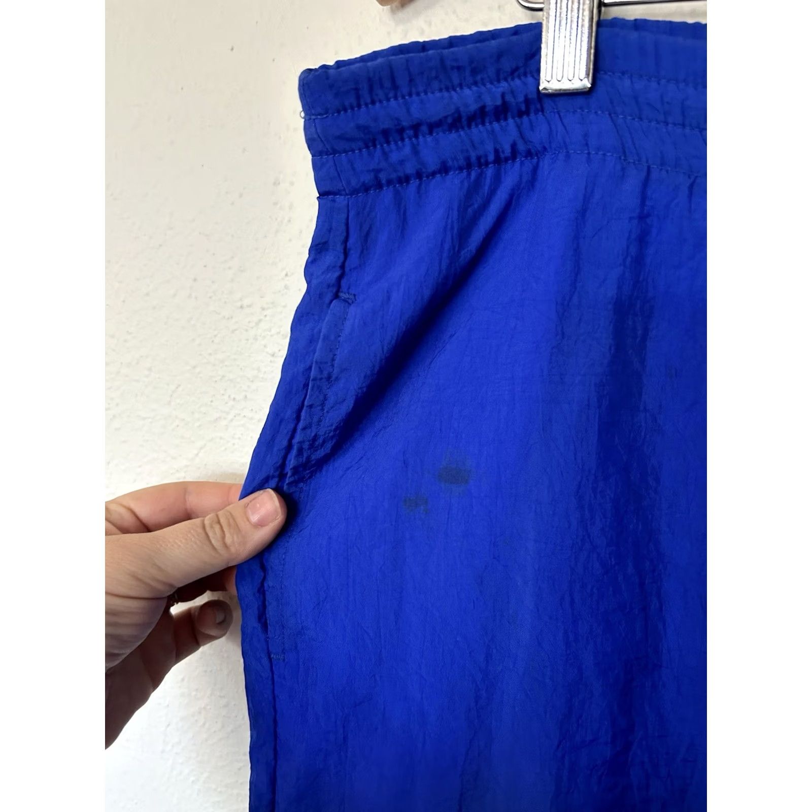 Reebok VINTAGE Reebok Track Pants Mens M Blue Lined Nylon Y2K Baggy 90s Joggers Size US 31 - 3 Thumbnail