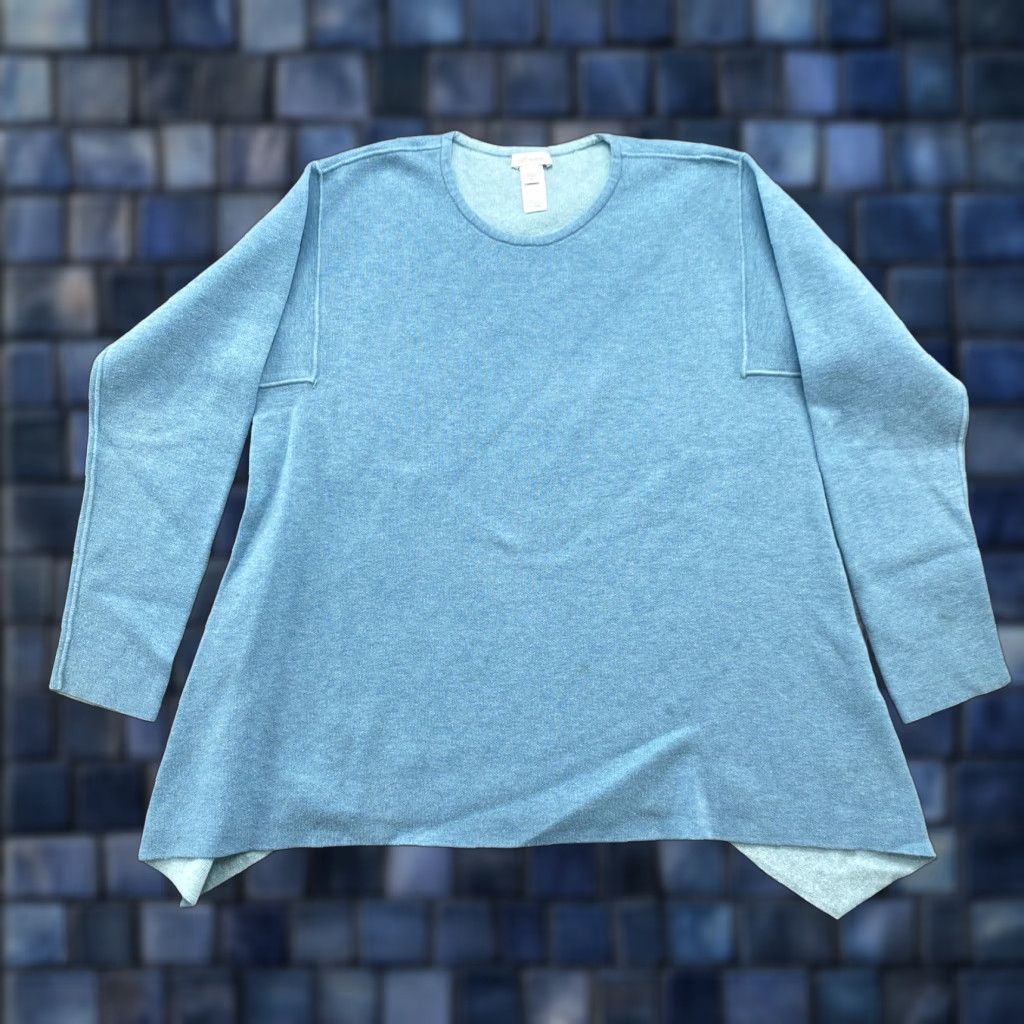 J. Jill J. Jill Blue Reversible Round Neck Long Sleeve Knit Sweater M Womens Pullover Casual Long Sleeve Knit Sweater, Cotton, Solid, Modern, Collarless Size M / US 6-8 / IT 42-44 - 1 Thumbnail