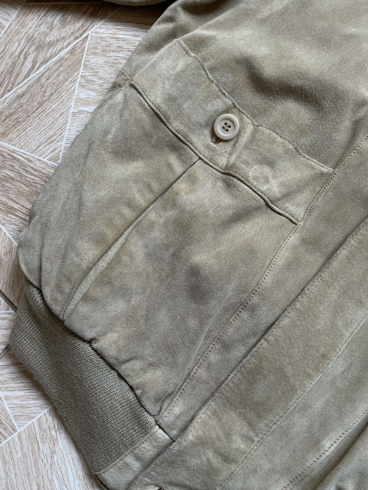 Designer × Leather × Vintage Real Leather Echtes Leder Cuir Veritable Suede Bomber Jacket Size US L / EU 52-54 / 3 - 5 Thumbnail