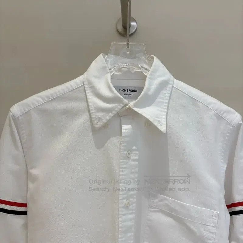 Thom Browne Thom Browne White Cotton Striped Long Sleeve Shirt . Size US M / EU 48-50 / 2 - 3 Thumbnail