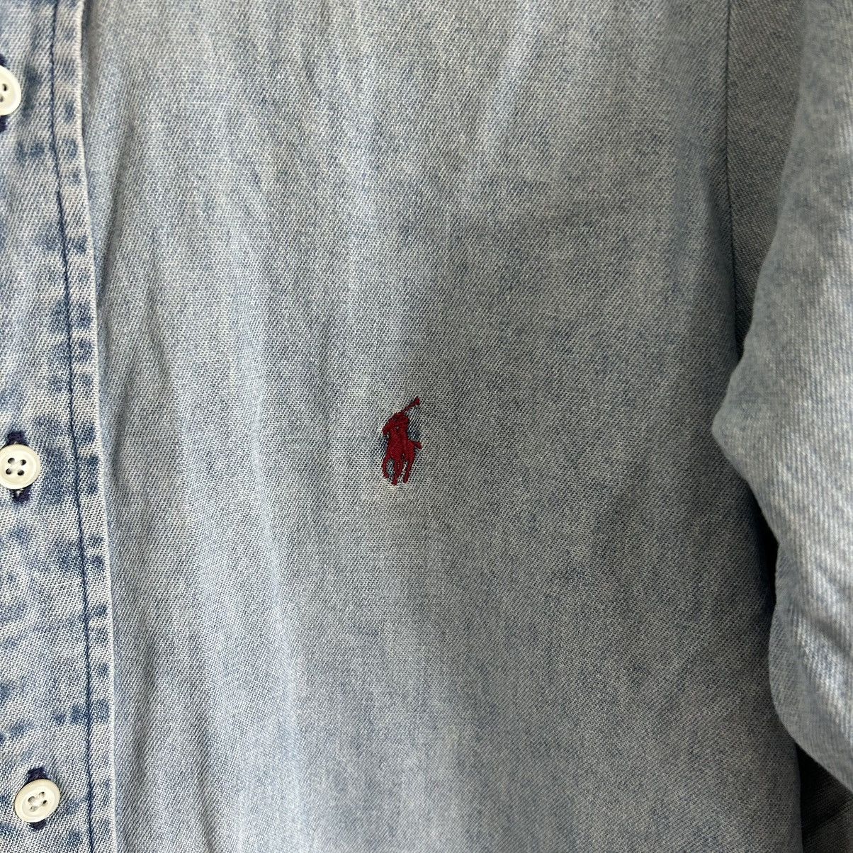 Ralph Lauren Vintage Ralph Lauren Distressed Denim Long Sleeve Shirt Size US M / EU 48-50 / 2 - 6 Thumbnail