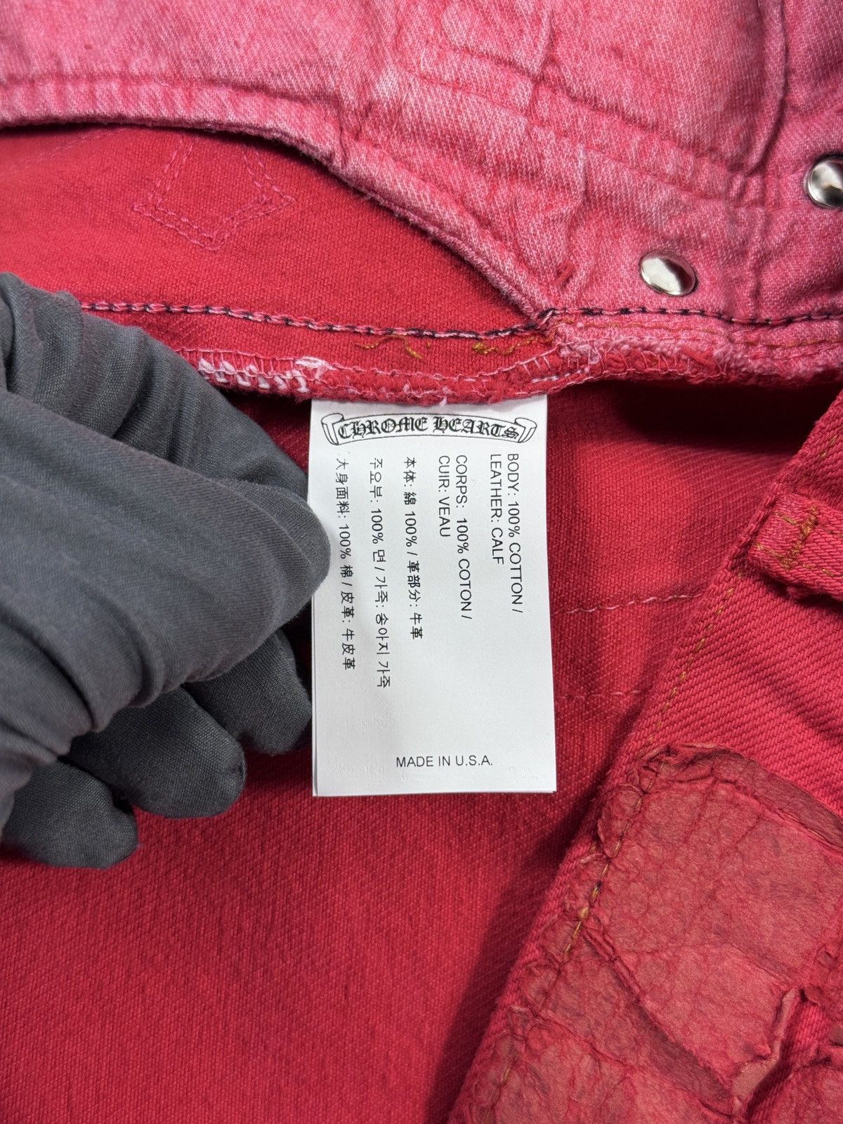 Chrome Hearts LEATHER CROSS SILVER DETAILED RED DYED VINTAGE LEVI ‘S JEANS Size US 34 / EU 50 - 10 Thumbnail