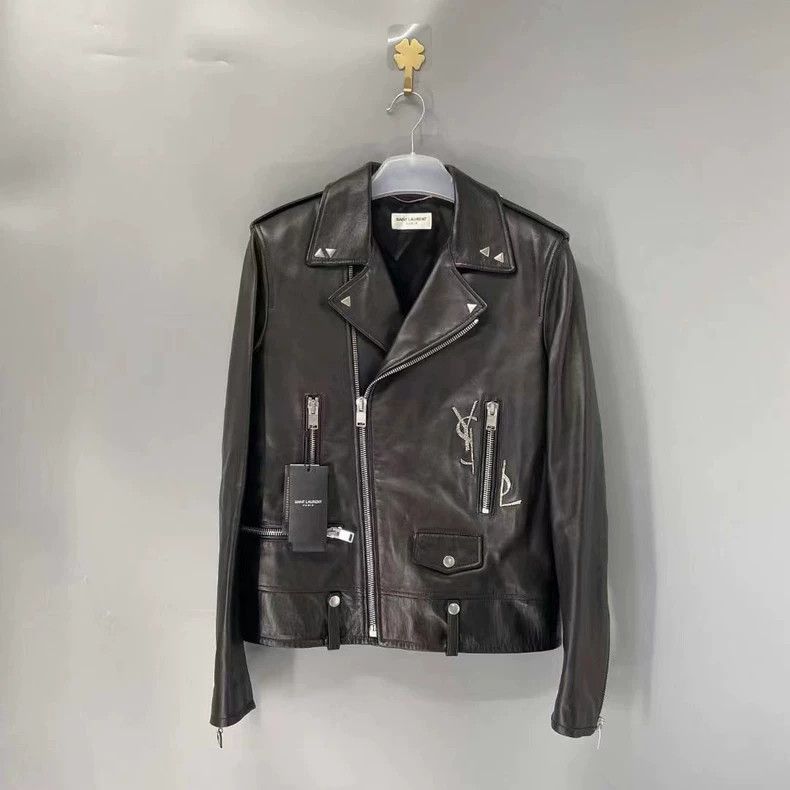 saint Laurent parisMetal logo L01 zipper motorcycle leathe