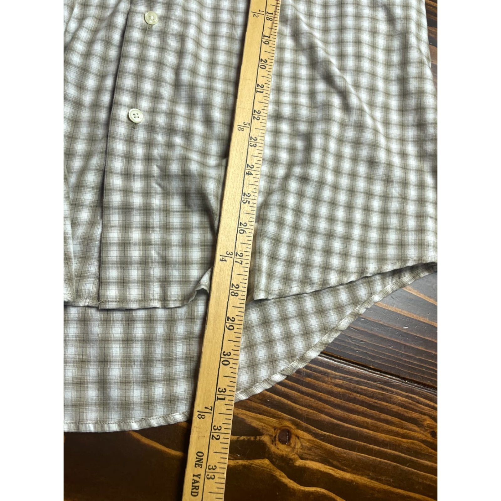 Vintage Munsingwear Shirt Men's Large White Tan Plaid Button-Down Short Sleeve Casual Cotton Regular Mens Size US L / EU 52-54 / 3 - 7 Thumbnail