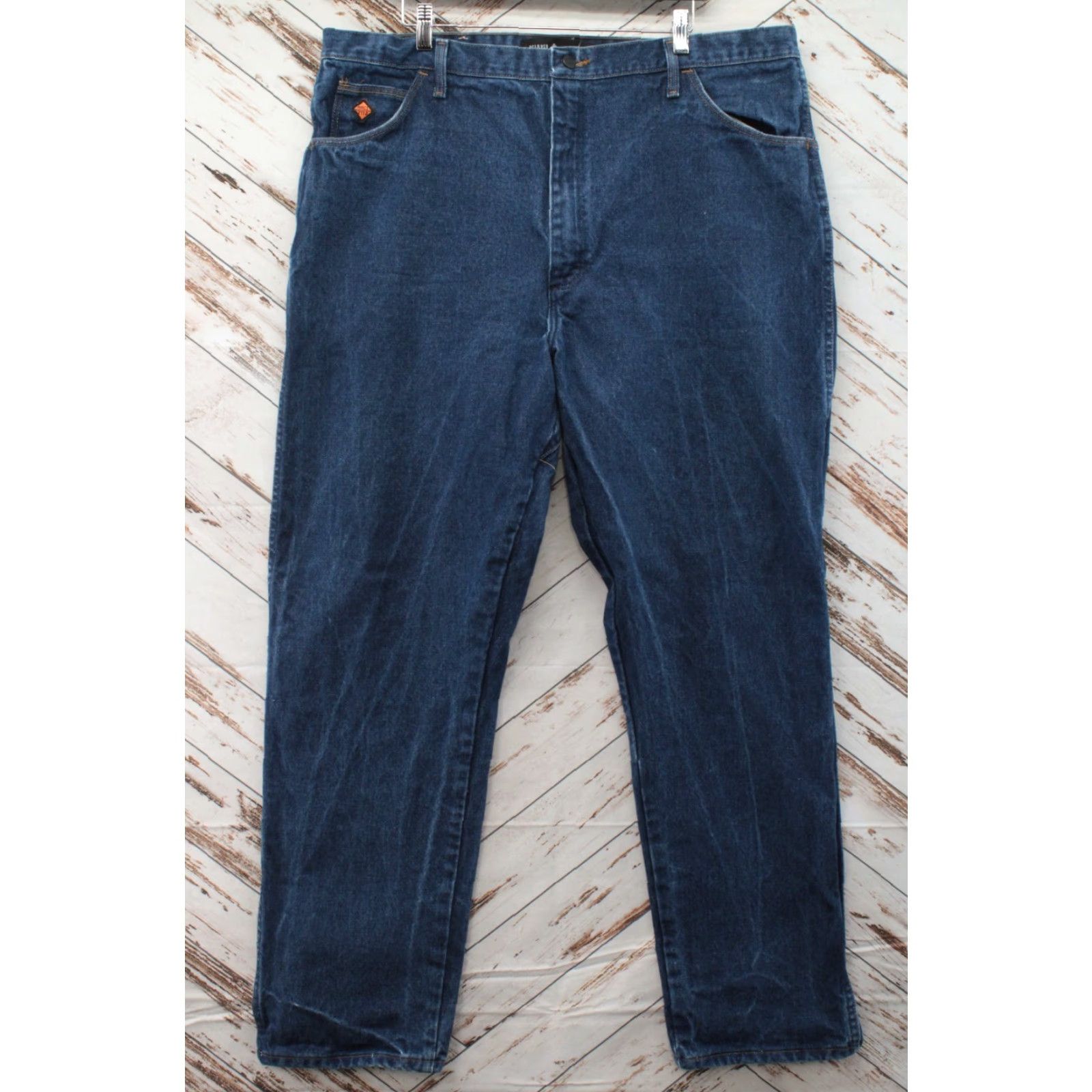 Wrangler Wrangler FR Jeans Mens 42X34 Flame Resistant Pants HRC2 Relaxed Fit Work Wear Denim Blue 5-Pocket Safety Workwear Mens Jeans FR31MWZ Size US 42 / EU 58 - 2 Thumbnail