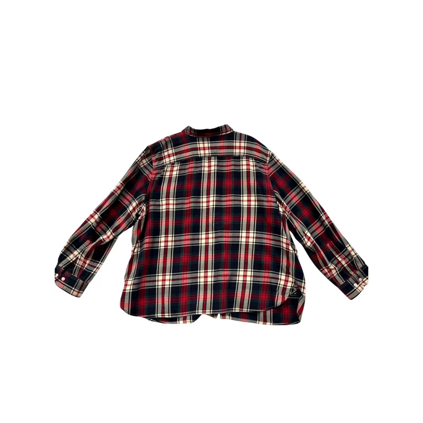 CO Womens 3XL Lauren Jeans Co Ralph Lauren Red & Green Plaid Button-Up Shirt, Cotton Flannel, Long Sleeve, 3XL, Womens, Red Size 40" / US 18 - 2 Thumbnail