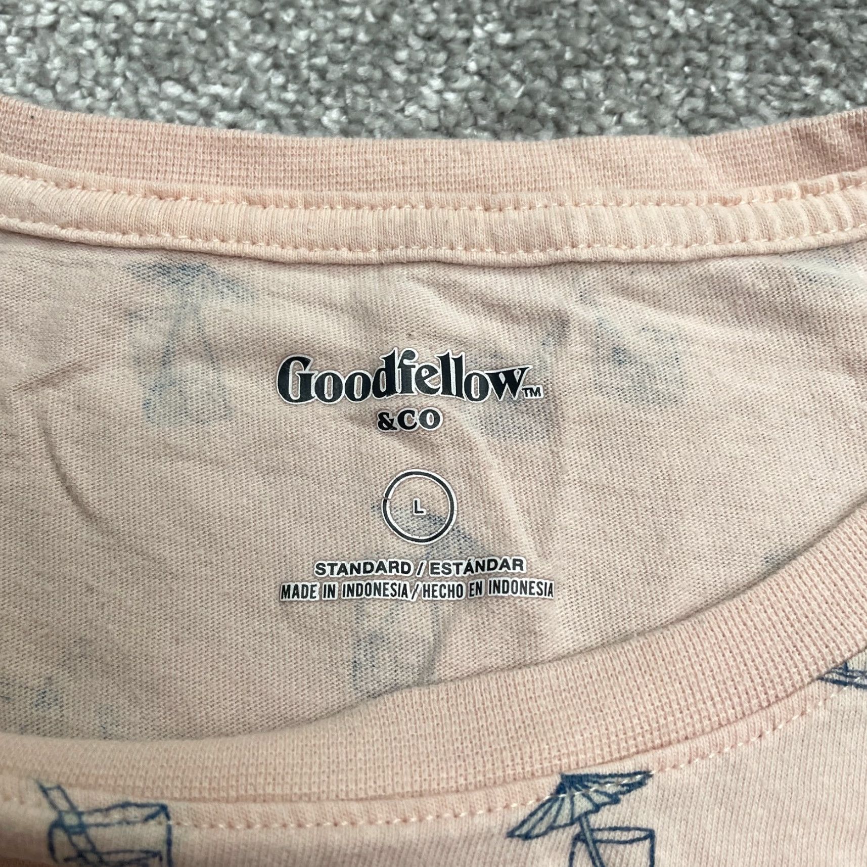 Vintage Goodfellow Graphic Cocktail T-Shirt Mens Large Pink All Over Print Cotton Casual Size US L / EU 52-54 / 3 - 4 Thumbnail