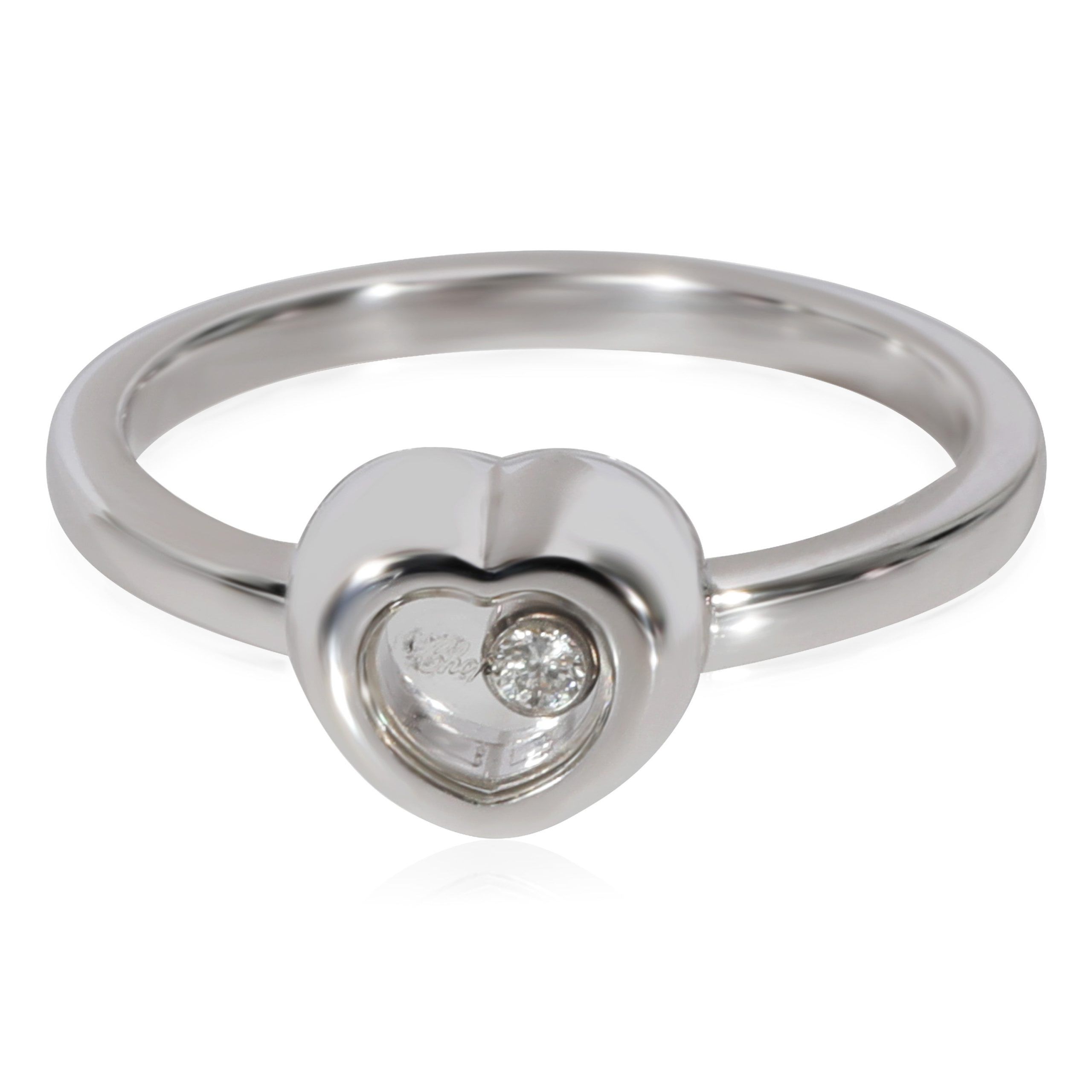 image of Chopard Happy Diamonds Heart Ring In 18K White Gold 0.05 Ctw, Women's