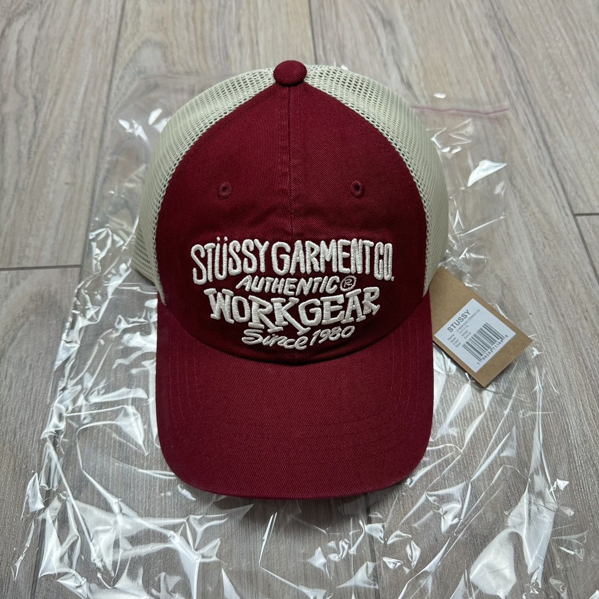 Stussy Stussy Low Pro Workgear Strapback Red Trucker Mesh Hat Size ONE SIZE - 6 Thumbnail