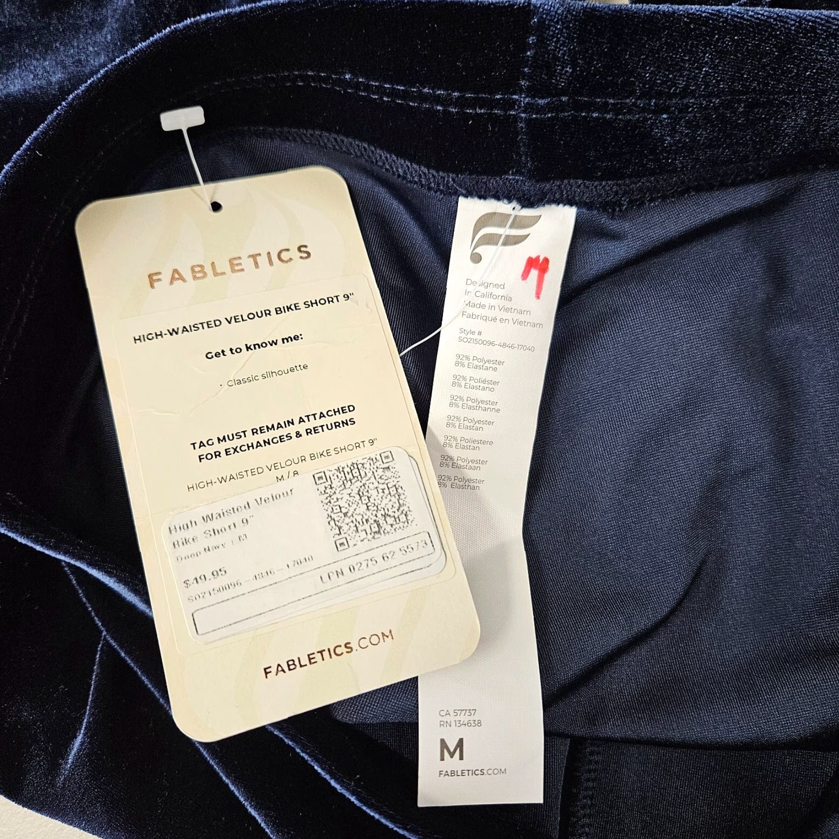 Fabletics Fabletics Womens Velour Bike Shorts Sz M Deep Navy Blue Velour Bike Short M Women Size 32" / US 10 / IT 46 - 4 Thumbnail
