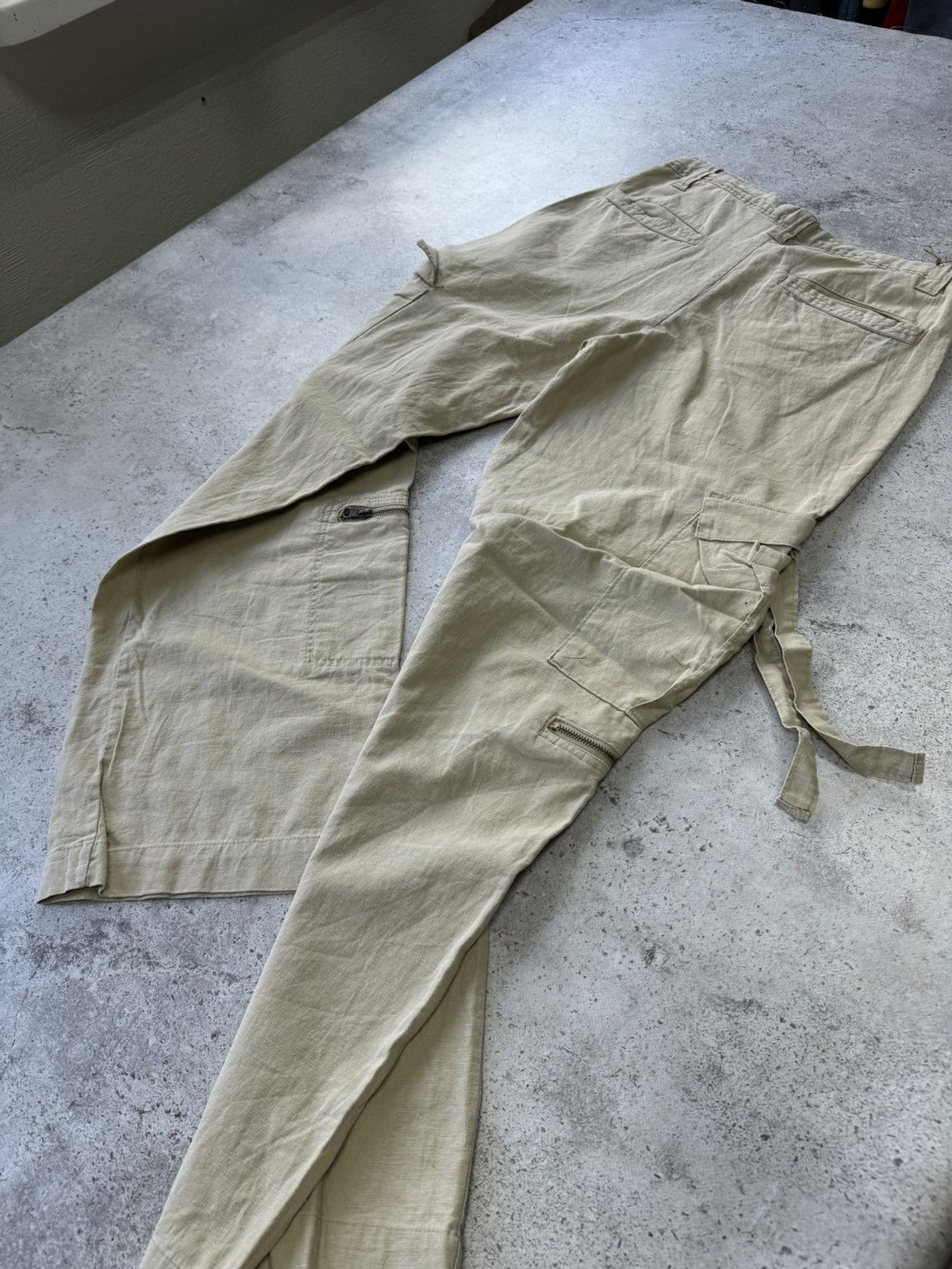 Hysteric Glamour × Japanese Brand × Junya Watanabe Vintage Japanese Linen Bandage Zipper Balenciaga Style Pants Size US 32 / EU 48 - 3 Thumbnail