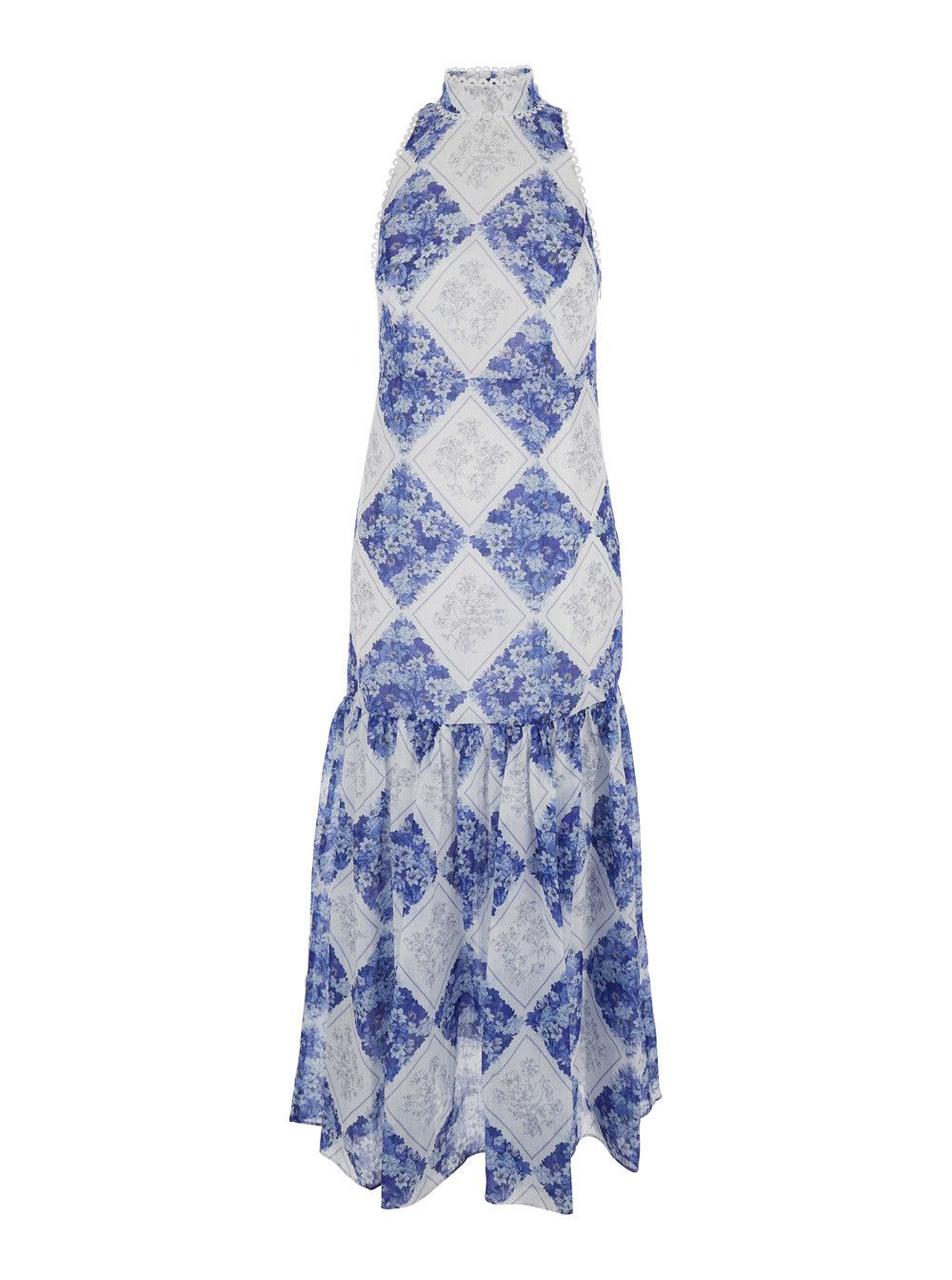 TWINSET Long 'Floral' Dress with High American Collar in Tech Fabric for Women Size M / US 6-8 / IT 42-44 - 1 Thumbnail