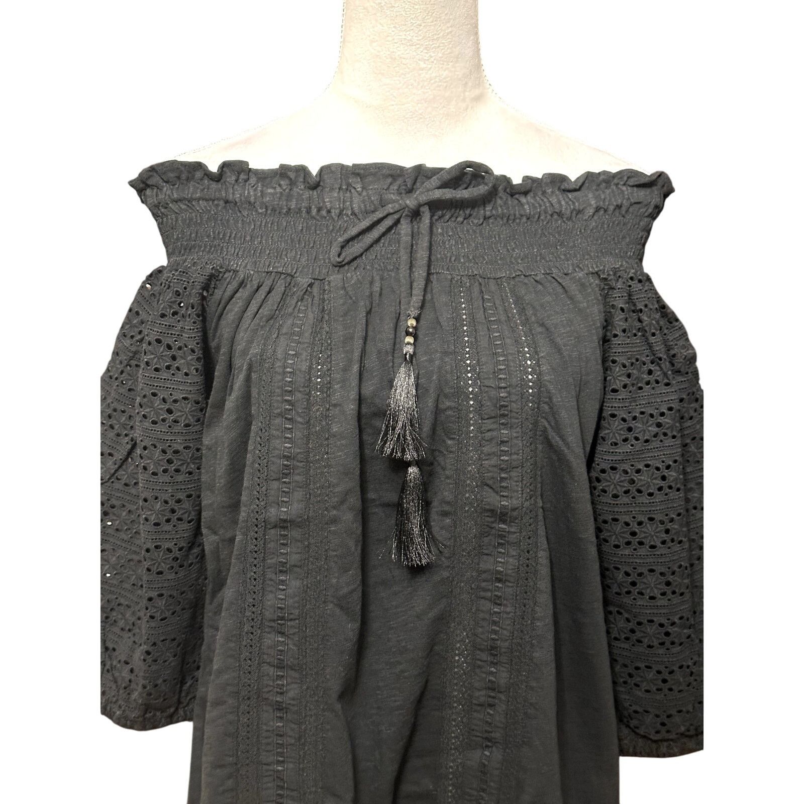Ralph Lauren Ralph Lauren Off Shoulder Blouse Eyelet Lace Black Womens XS Size XS / US 0-2 / IT 36-38 - 3 Thumbnail