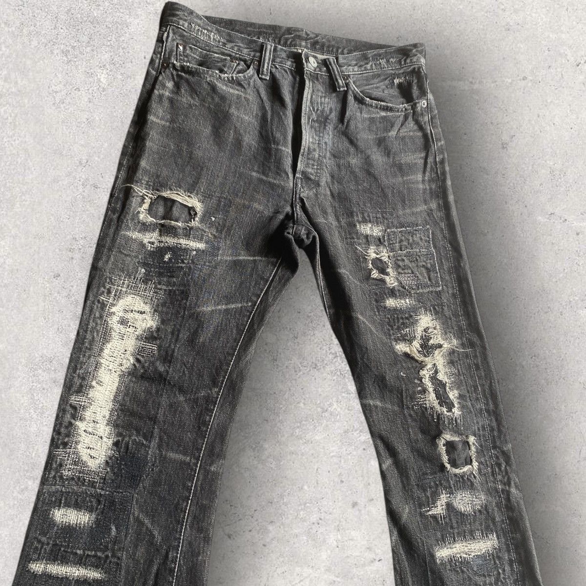 Kapital Blackwash Patchwork Bootcut Jeans Size US 31 - 4 Thumbnail