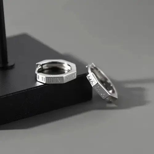 VIBE Pure Titanium Hoop Huggie Earrings Round/Hexagon Earring Size ONE SIZE - 2 Thumbnail
