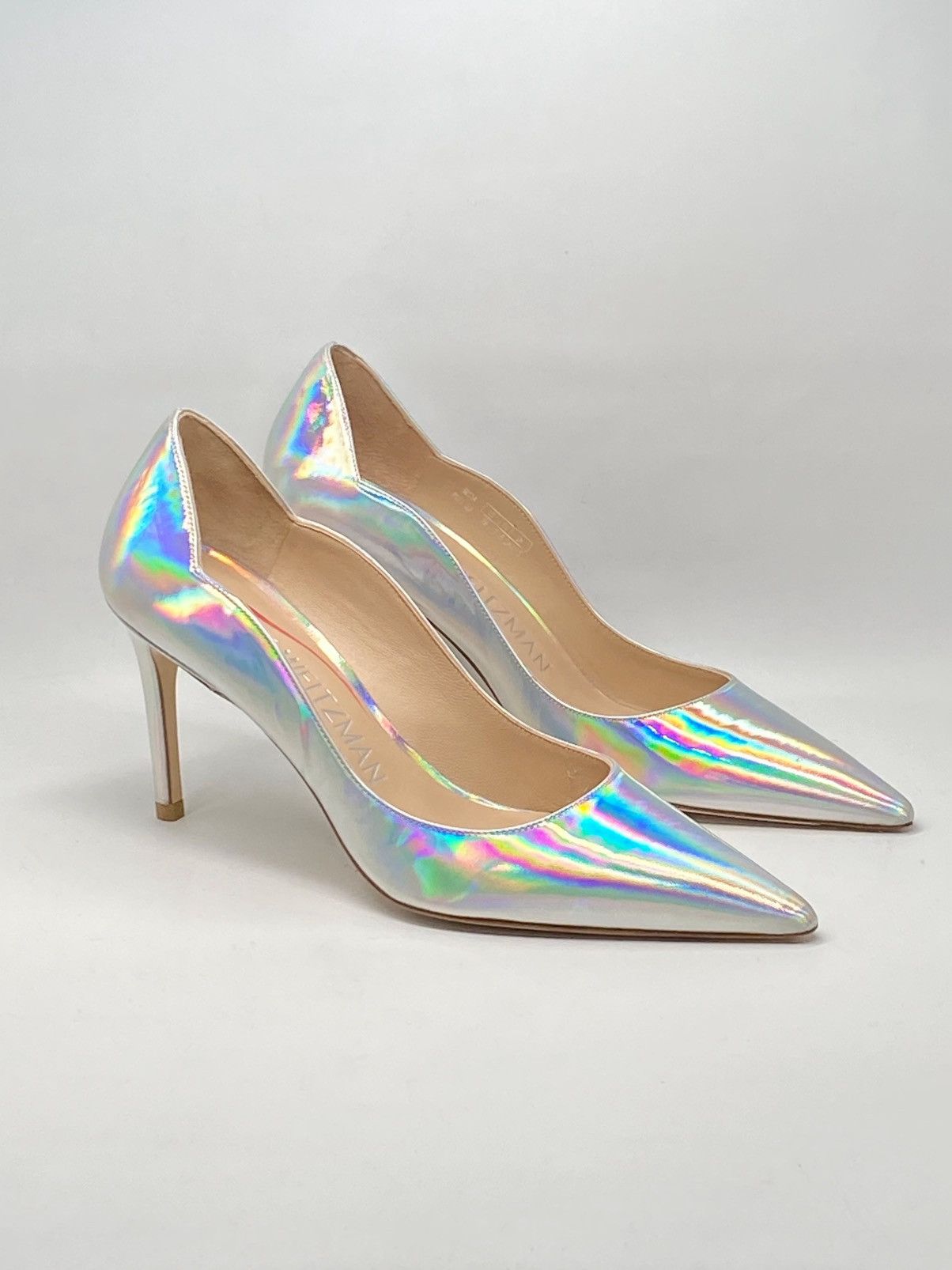 Stuart Weitzman Scallop Iridescent Faux Leather Pumps Size 7 Shoes, Women's