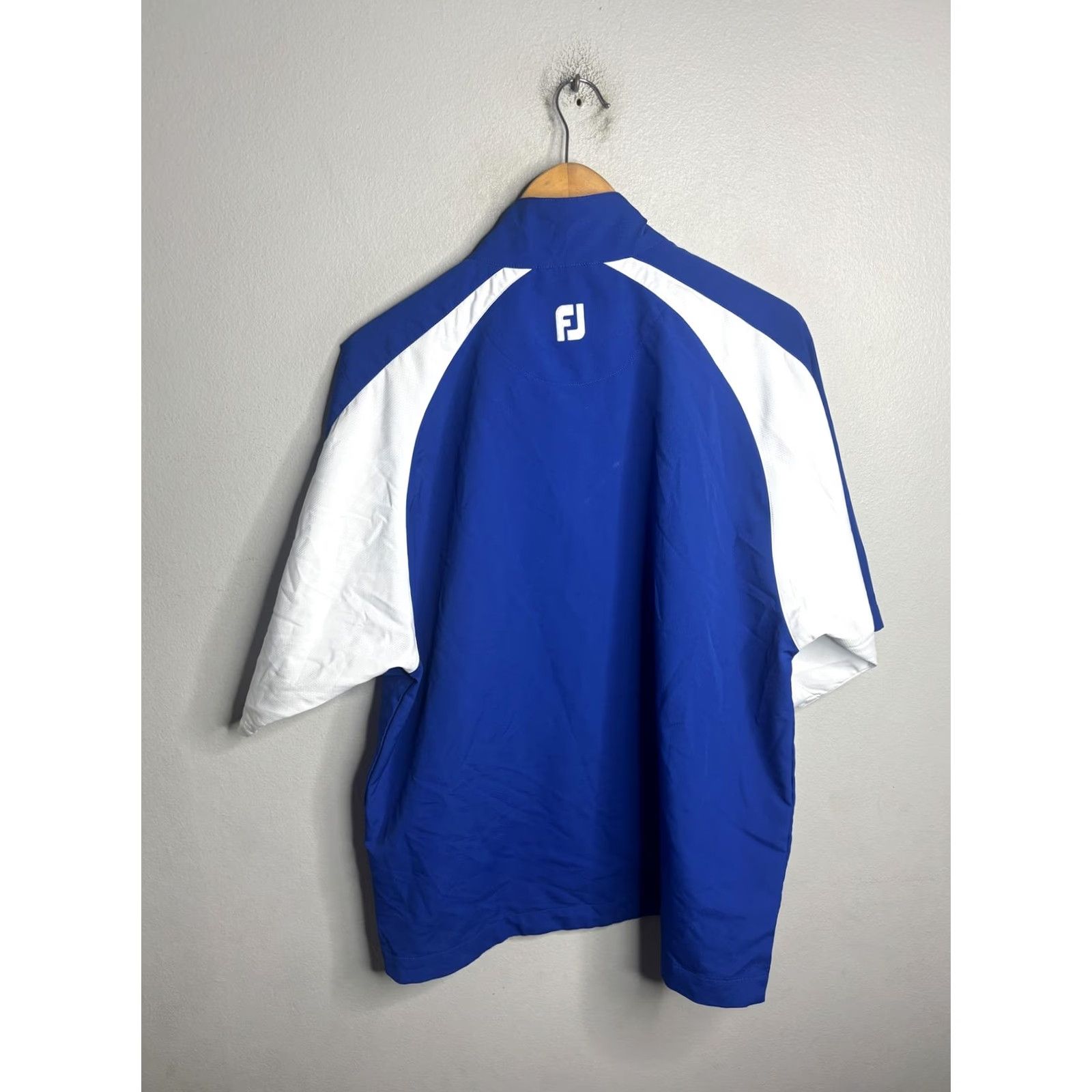 Footjoy FootJoy Jacket Mens Large Blue White Short Sleeve Half Zip Golf Pullover Shell Size US L / EU 52-54 / 3 - 4 Thumbnail