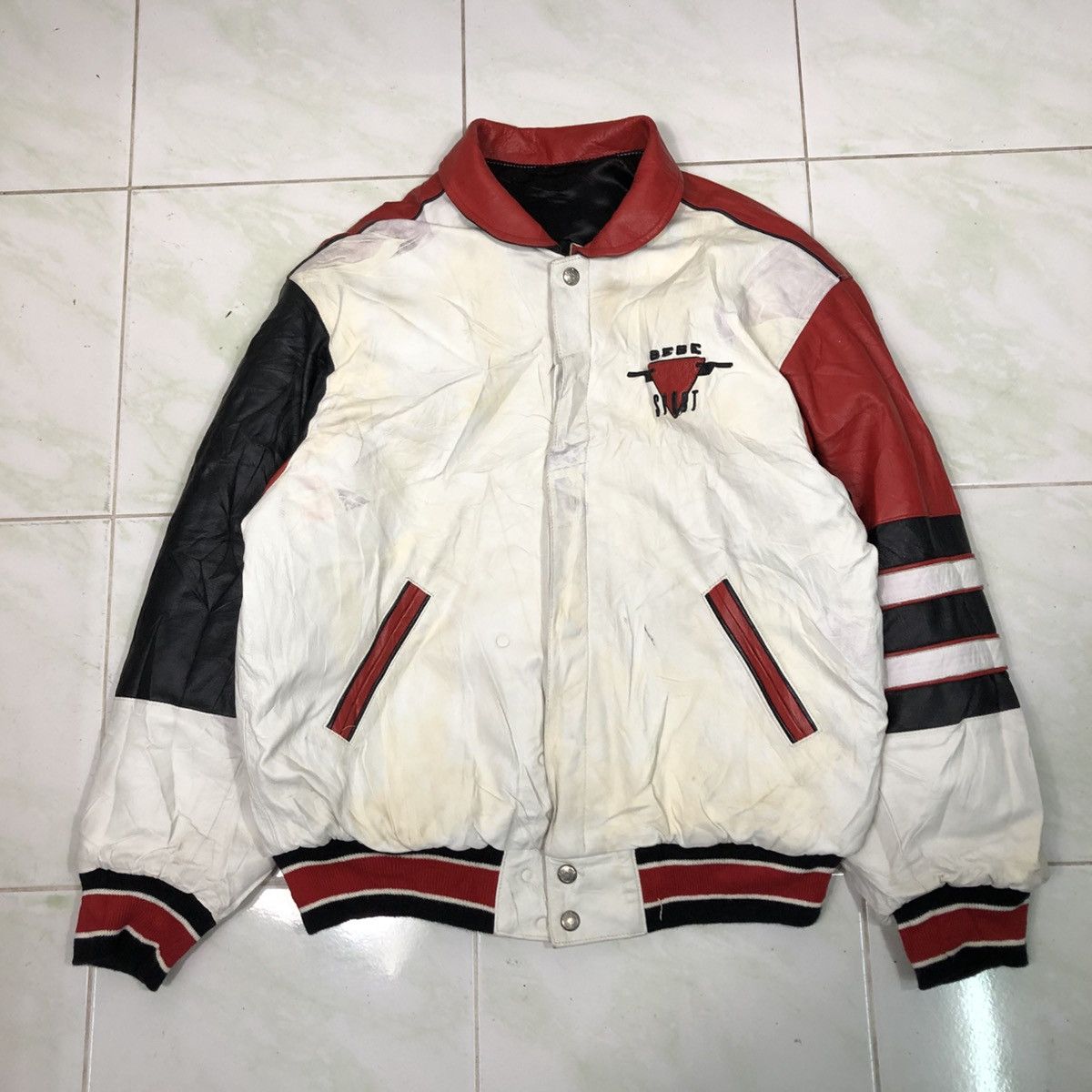 Jeff Hamilton 💥VINTAGE REVERSIBLE LEATHER BOMBER JACKET JEFF HAMILTON Size US L / EU 52-54 / 3 - 2 Thumbnail