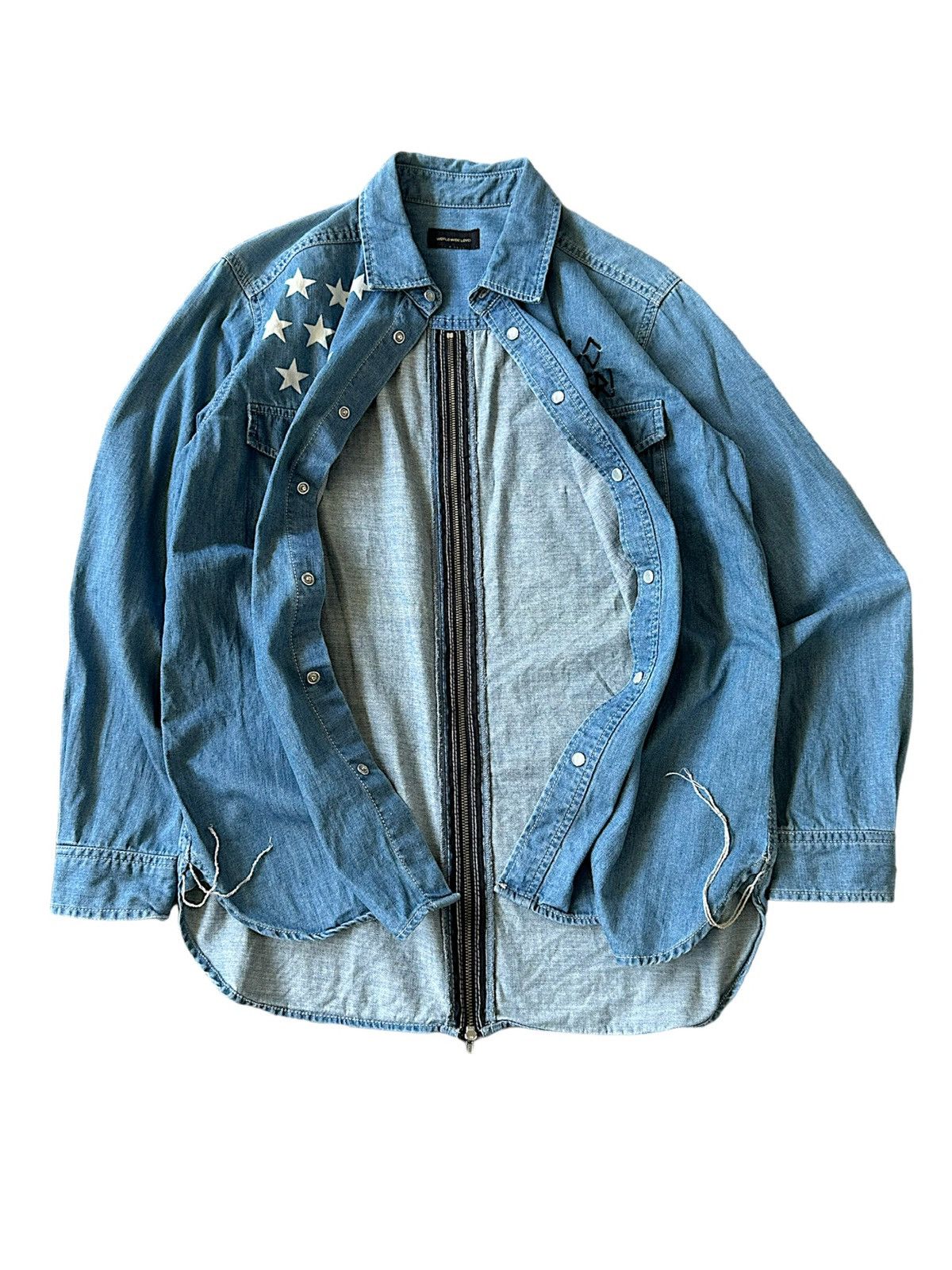 Hysteric Glamour 00’s World Wide Love punk denim shirt Size US M / EU 48-50 / 2 - 5 Thumbnail