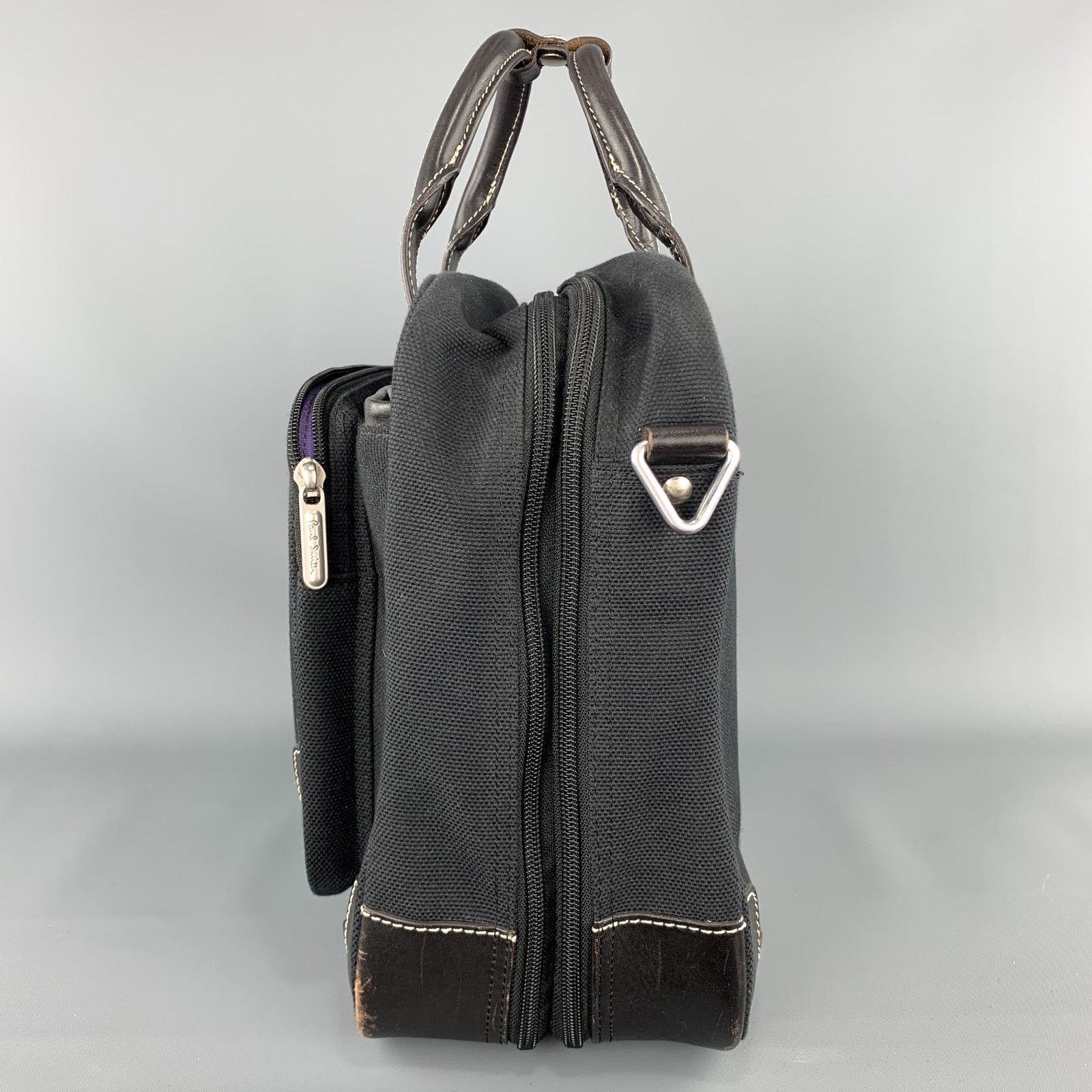Paul Smith Contrast Stitch Black Canvas Leather Trim Work Bag Size ONE SIZE - 3 Thumbnail