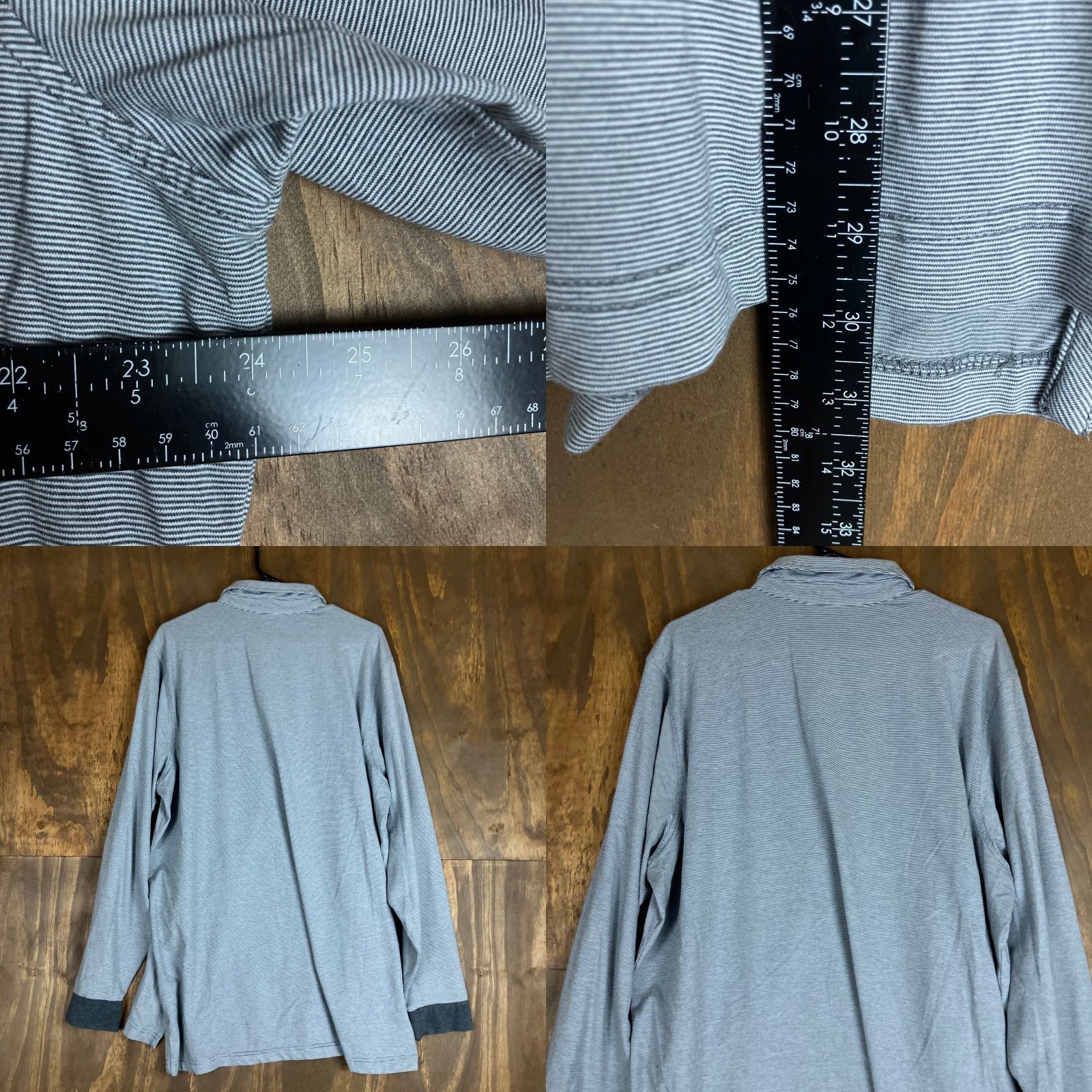 Vintage F & G Tech Mens Shirt Gray White Striped Collared Long Sleeve Henley Stretch XL Shirt Mens Gray White Striped Henley XL Size US XL / EU 56 / 4 - 8 Thumbnail