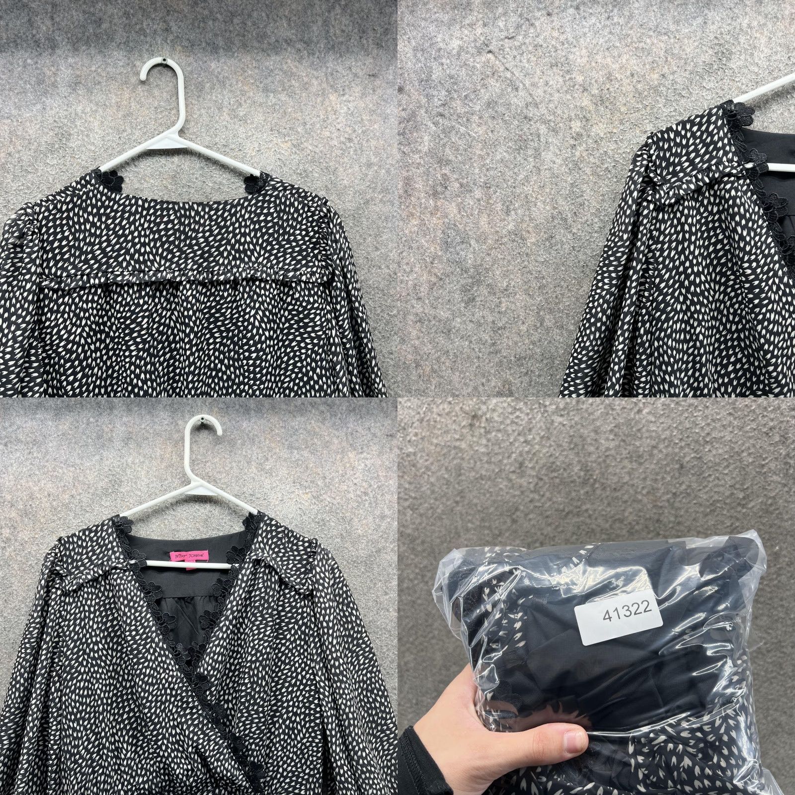 Betsey Johnson Betsey Johnson Dress Womens 12 Black Geometric Ruffle Wrap Long Sleeve Mini Party/Cocktail Casual Size XL / US 12-14 / IT 48-50 - 8 Thumbnail