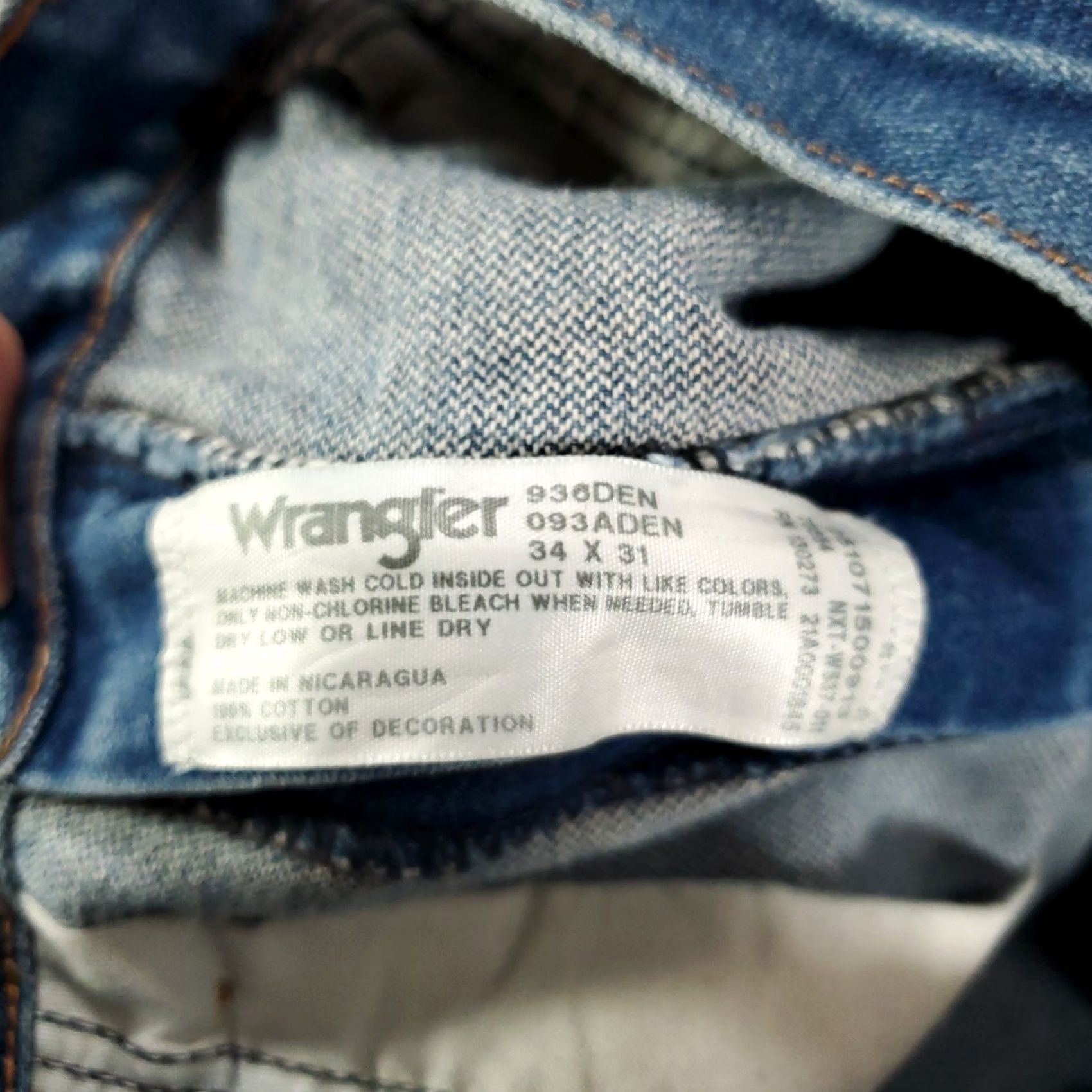 Wrangler Wrangler Cowboy Cut Jeans Slim 34x31 Mens 936 Regular Straight Blue Denim 5-Pocket USA 90s Southwestern 936PWD Size US 34 / EU 50 - 6 Thumbnail