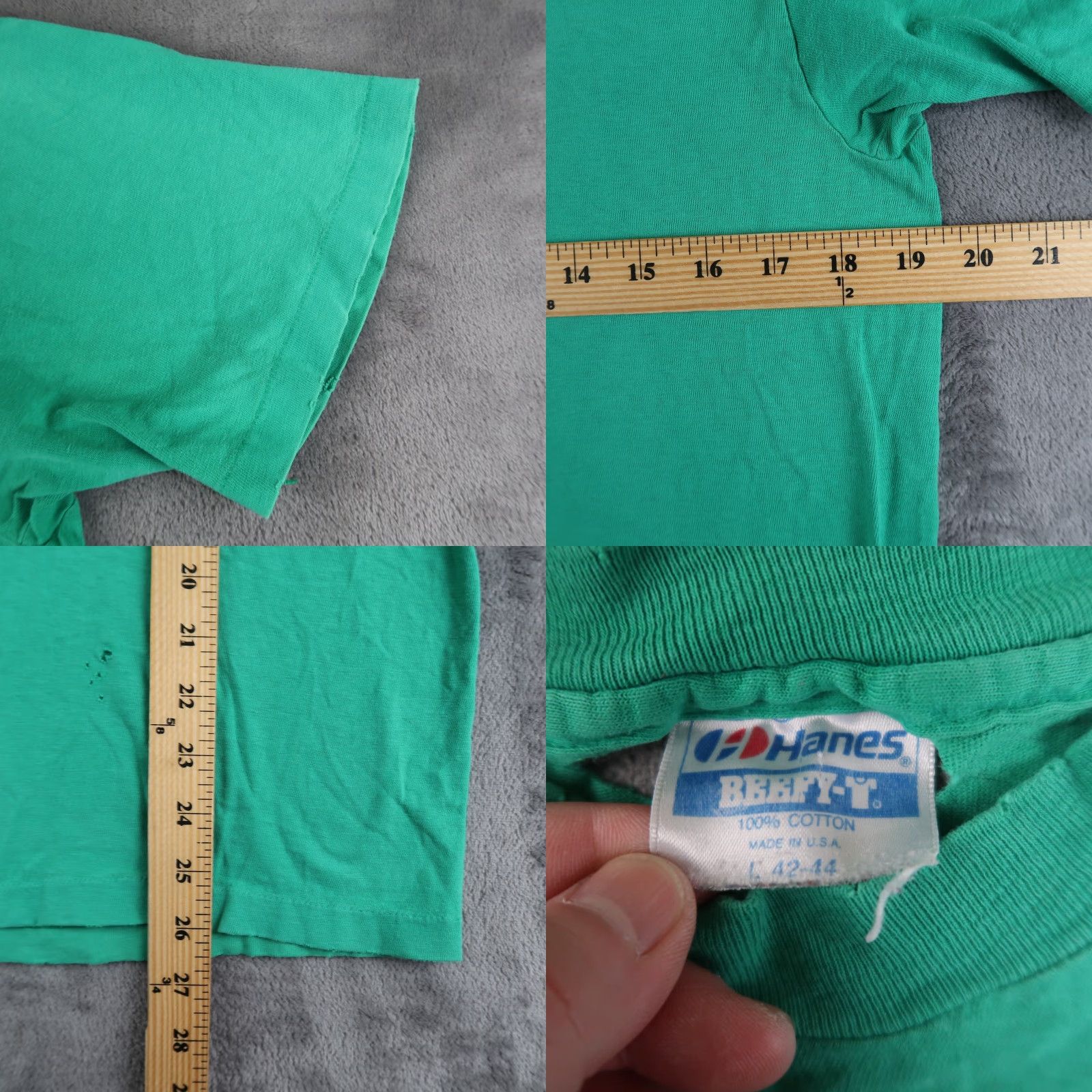 Hanes VINTAGE Tako Poke T Shirt Mens L Green Distressed Graphic Print 80s 90s Dog Funny Streetwear Size US L / EU 52-54 / 3 - 8 Thumbnail