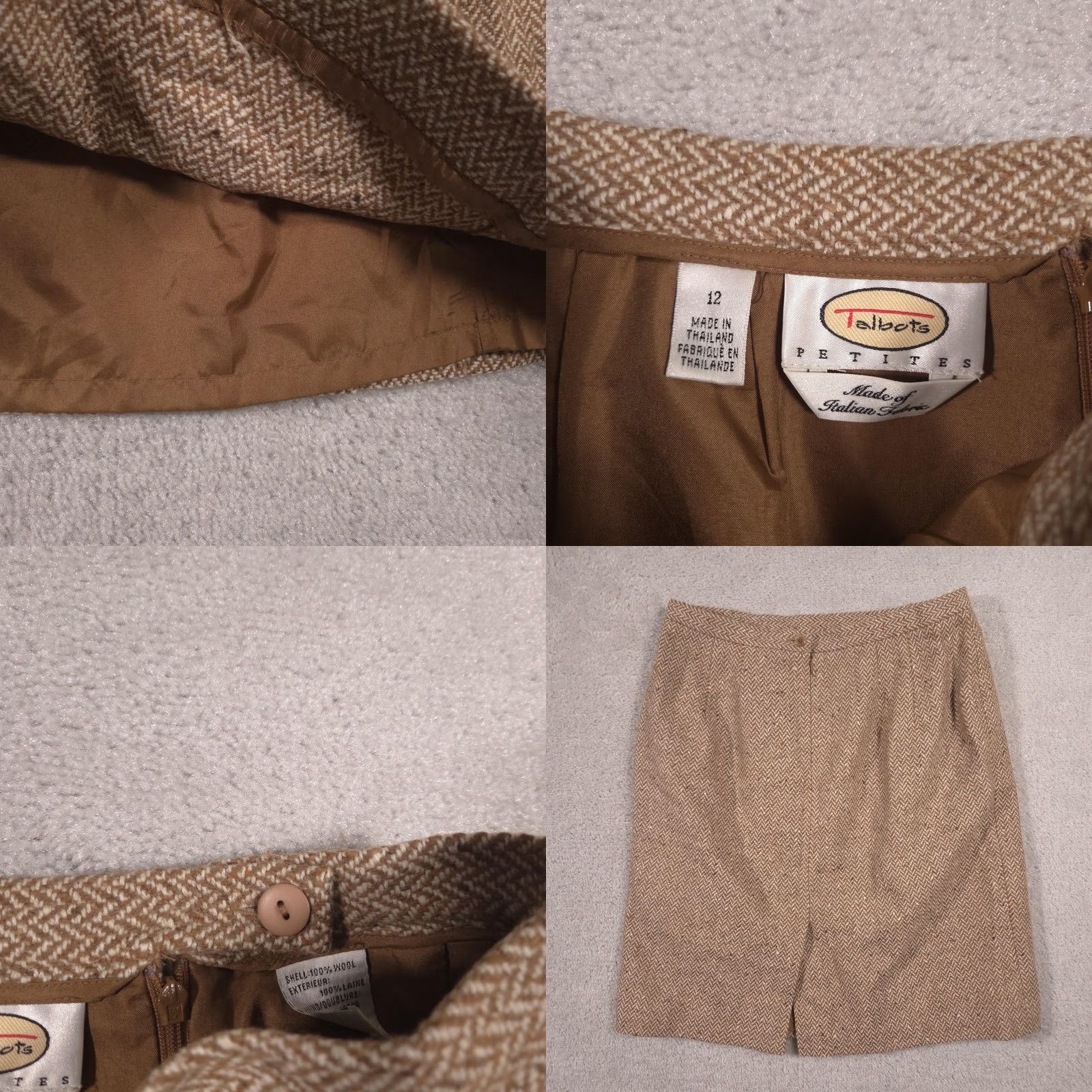 Talbots Talbots Skirt Womens Petite 12 Brown Wool Herringbone Pencil Lined Career Tweed Size 34" / US 12 / IT 48 - 8 Thumbnail