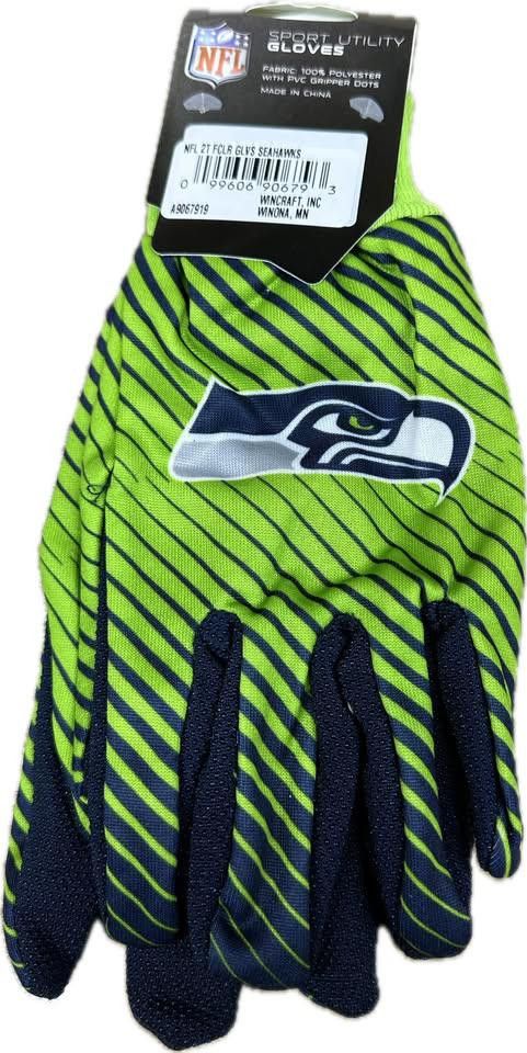 Designer Seattle Seahawks Football NFL Utility Work Grip Gloves Size ONE SIZE - 2 Thumbnail